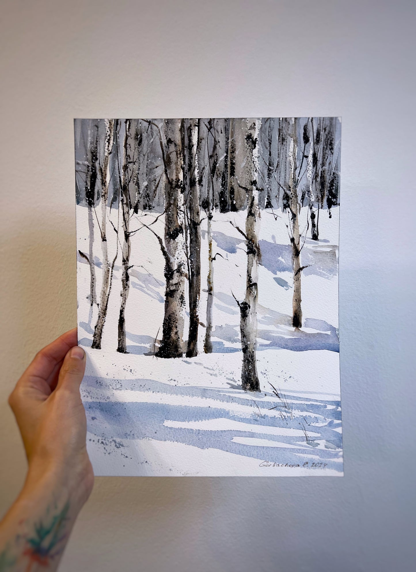 Winter Birch Grove - Snowy Winter Grove Original Artwork