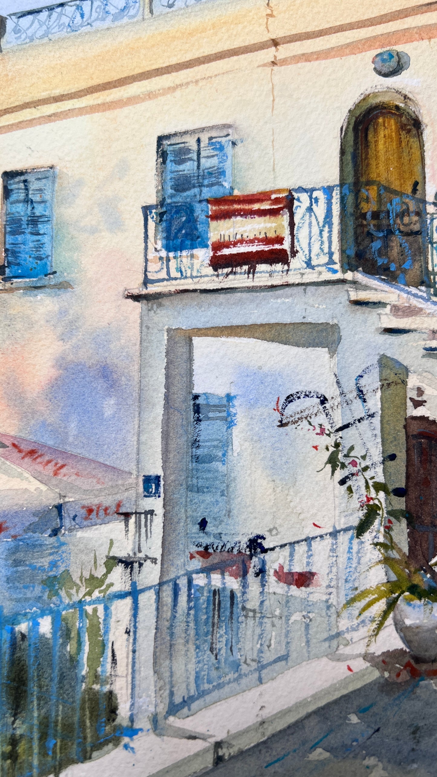 Original Cyprus Watercolor Painting | Cypriot House Architecture Art |Cyprus Afternoon 12x16 in