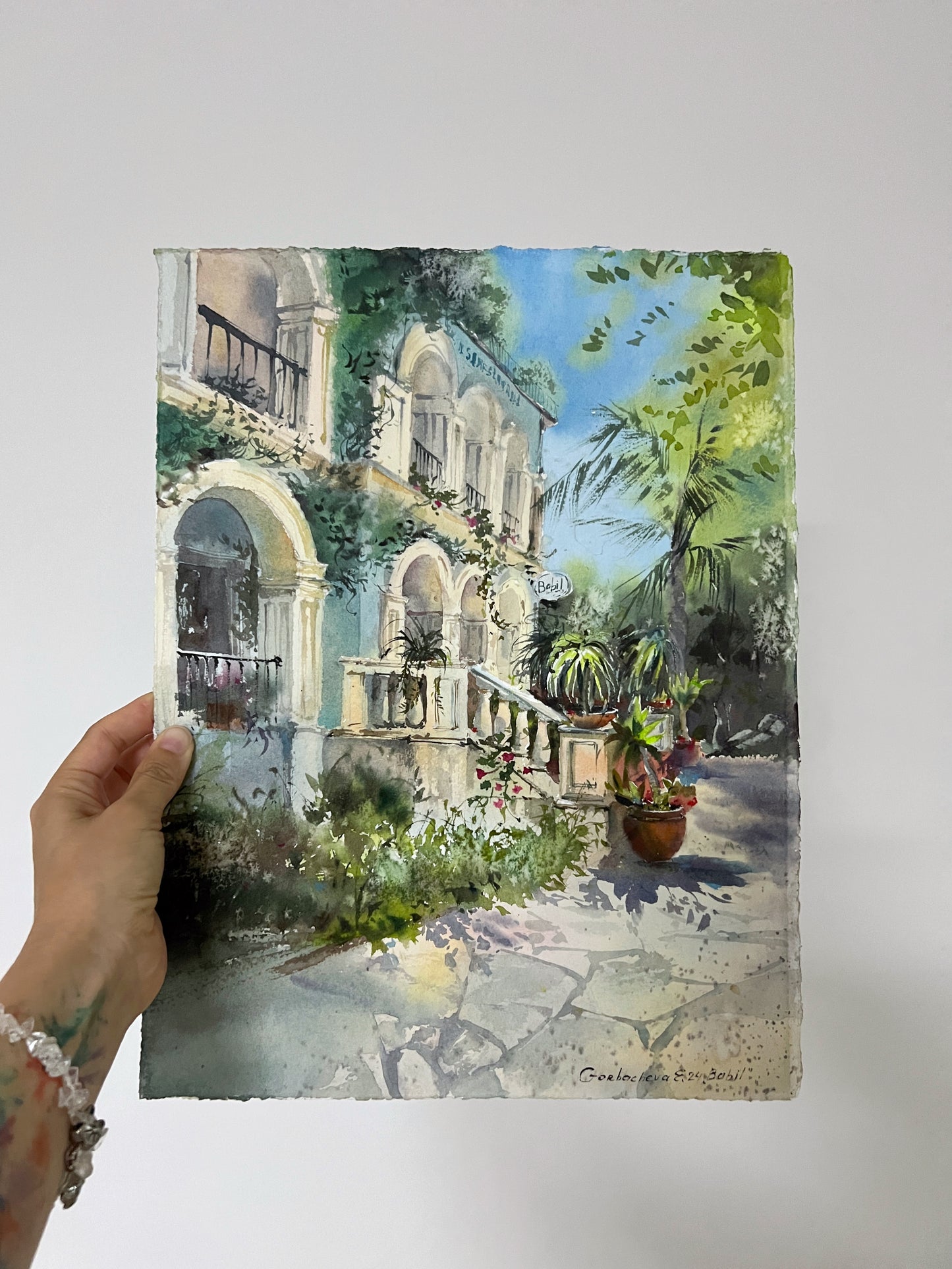 Restaurant Babil, Cyprus Watercolor Painting | Original Artwork 11x15 in