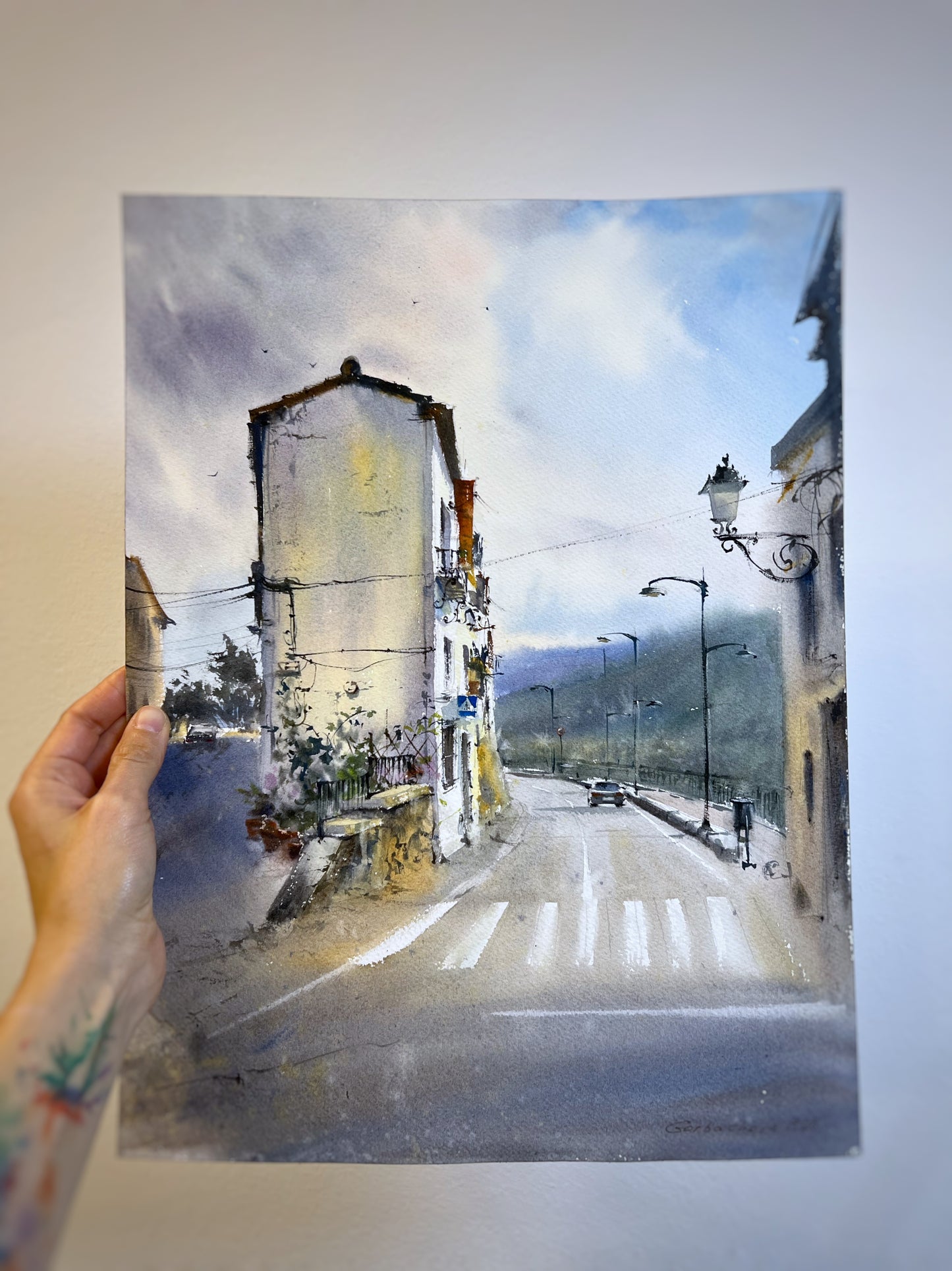 Chulilla's Morning Light Watercolor Painting - Valencia Spain Village Art