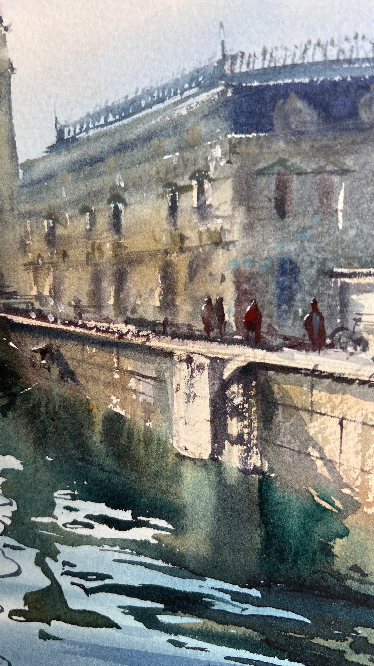 Spanish Harbor Watercolor Painting, Sailboat Marina Art, Still Waters of Spain 12x16
