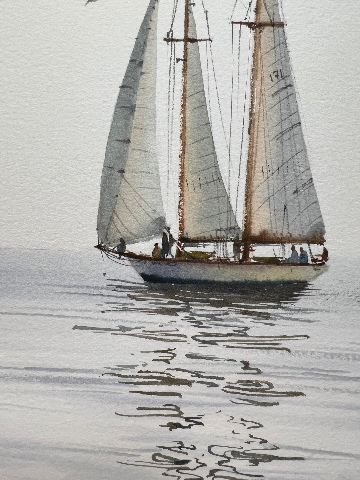 Original Nautical Watercolor Sailboat Artwork - Under Sail #7