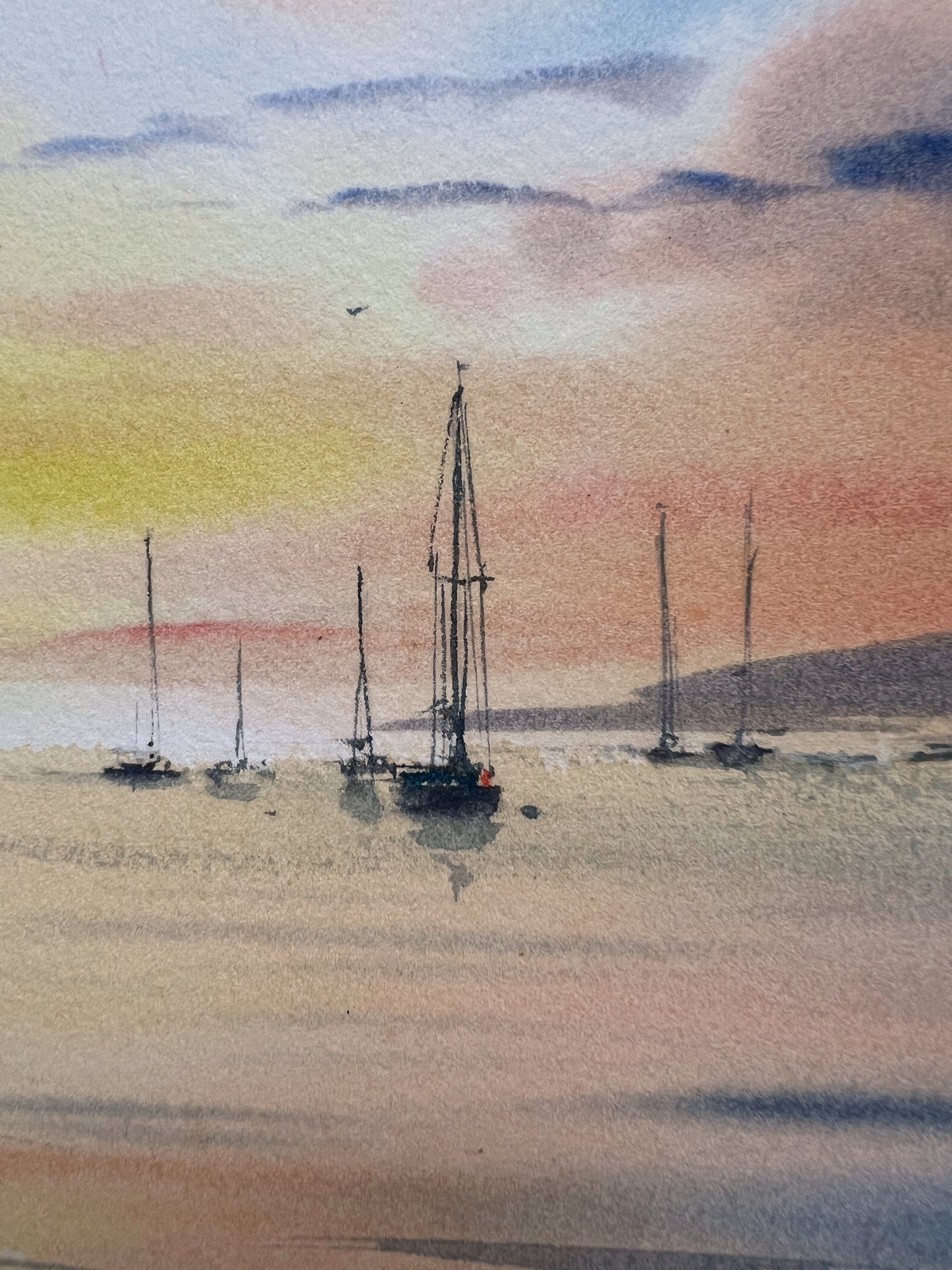 Stunning Watercolor Painting, Perfect Gift for Sea Enthusiasts - Yachts at sunset #19