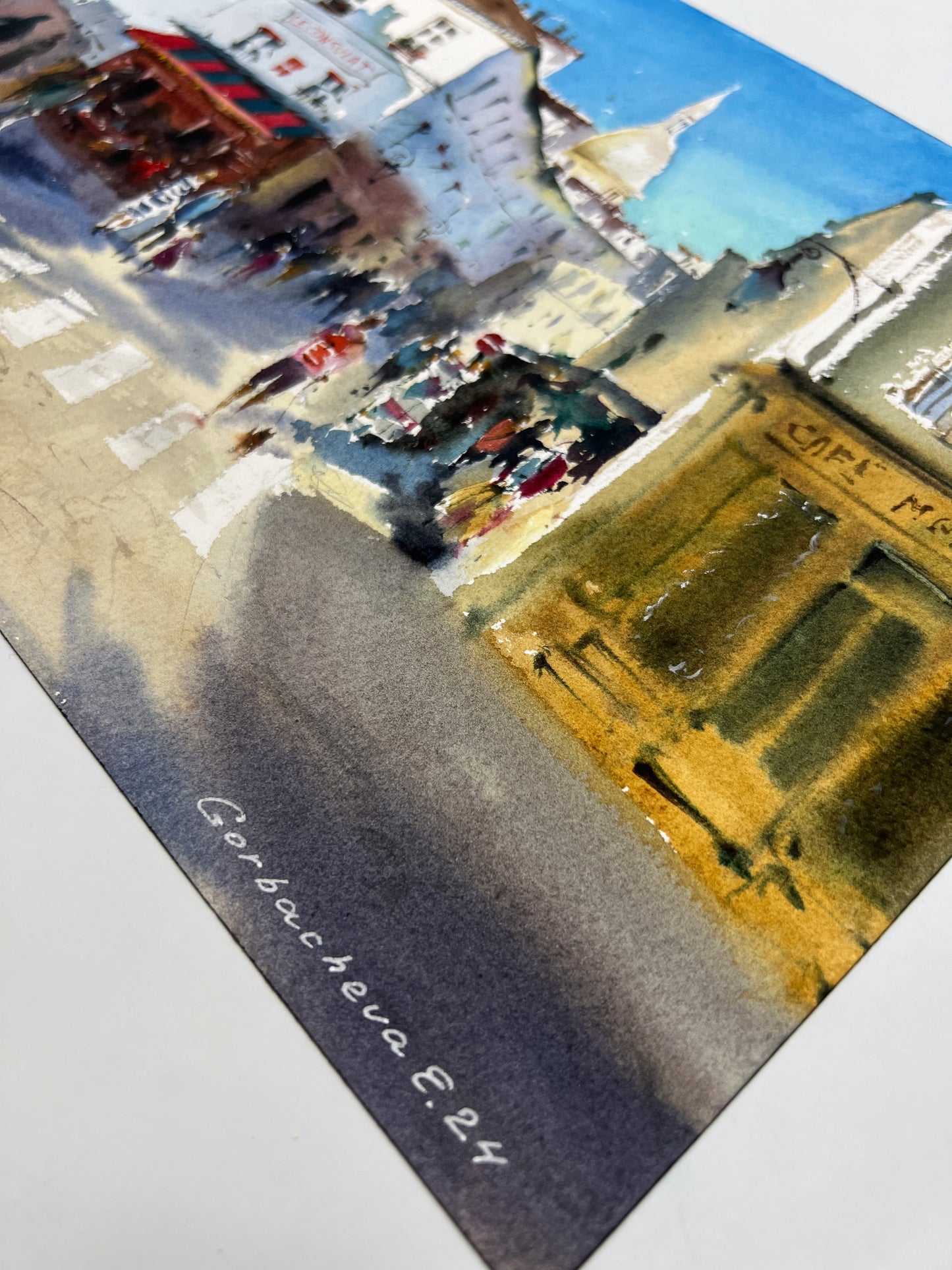 Original Painting - Watercolor Streets of Paris, Montmartre & Le Consulat Cafe