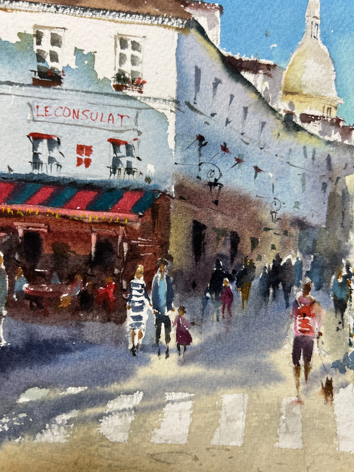 Original Painting - Watercolor Streets of Paris, Montmartre & Le Consulat Cafe