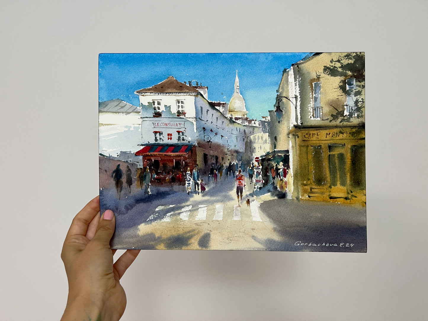 Original Painting - Watercolor Streets of Paris, Montmartre & Le Consulat Cafe