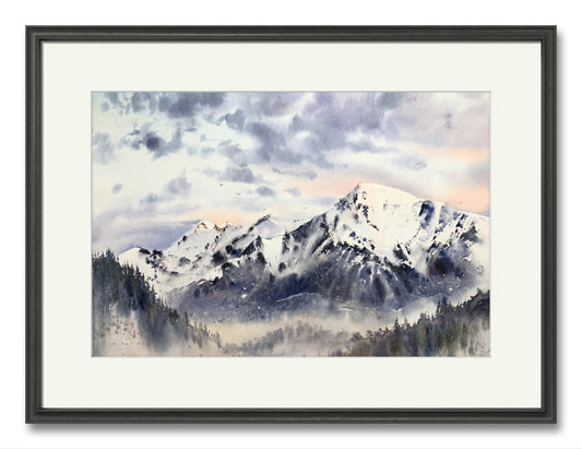 Mountain Wall Art, Landscape Print, Watercolor Scenery Painting Mountains, Contemporary Canvas Prints, Gift for him