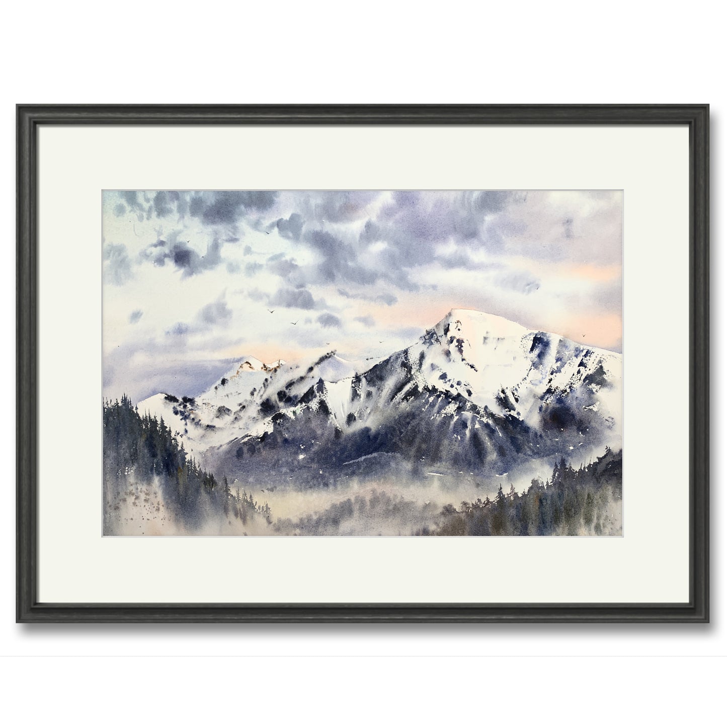 Stunning Mountain Landscape Art - Watercolor Canvas Print, Nature Decor Gift for Him