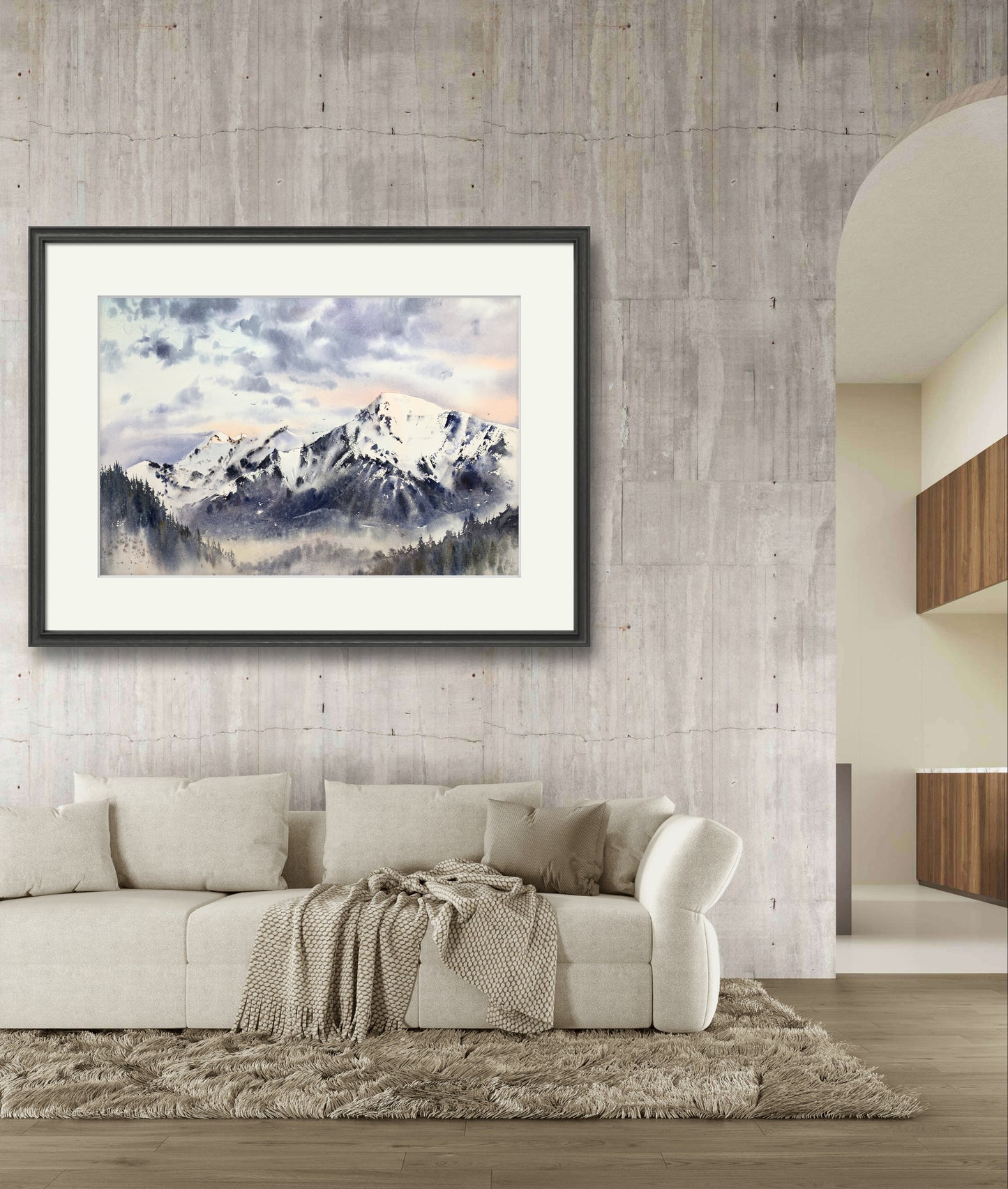 Stunning Mountain Landscape Art - Watercolor Canvas Print, Nature Decor Gift for Him