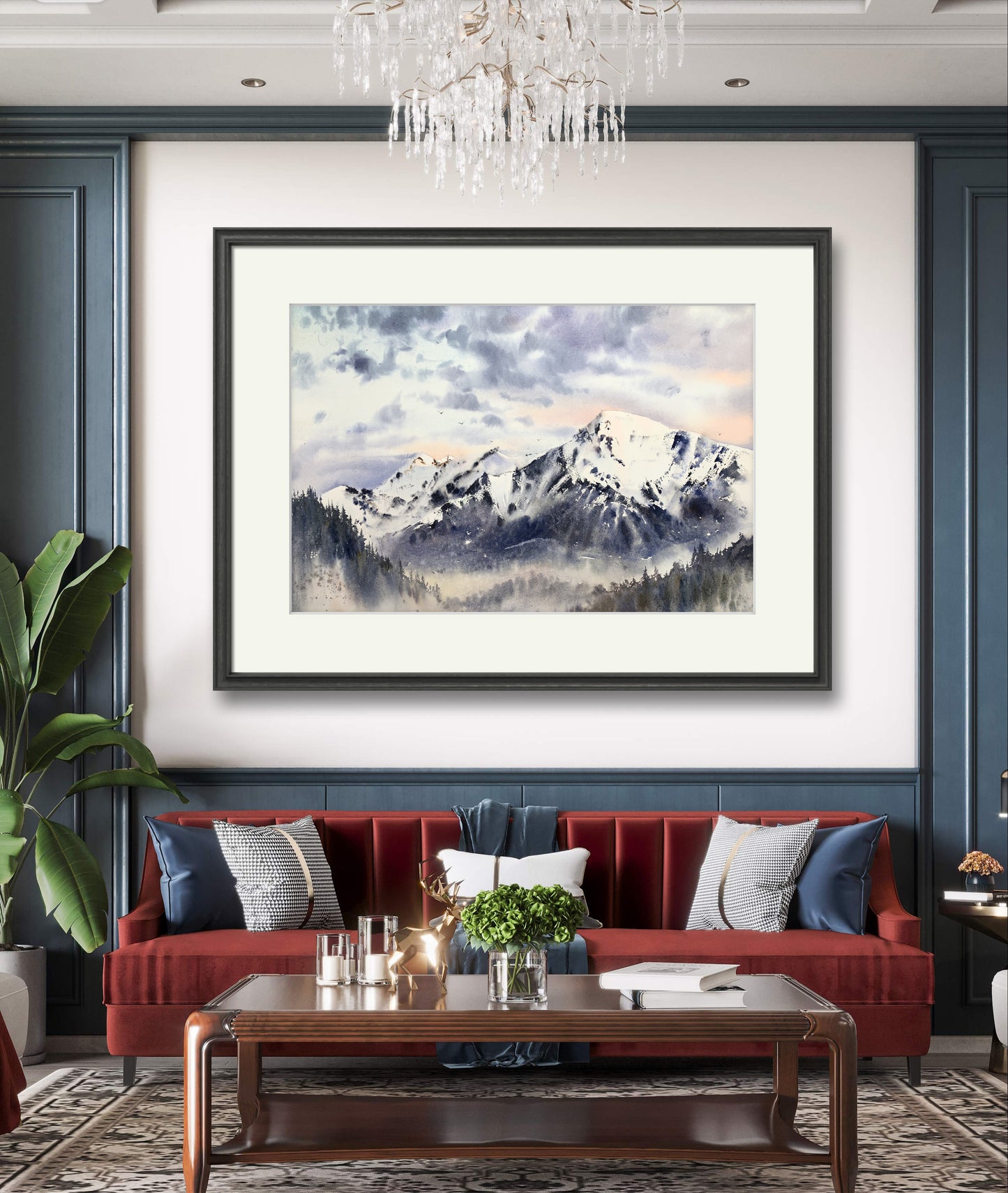 Stunning Mountain Landscape Art - Watercolor Canvas Print, Nature Decor Gift for Him