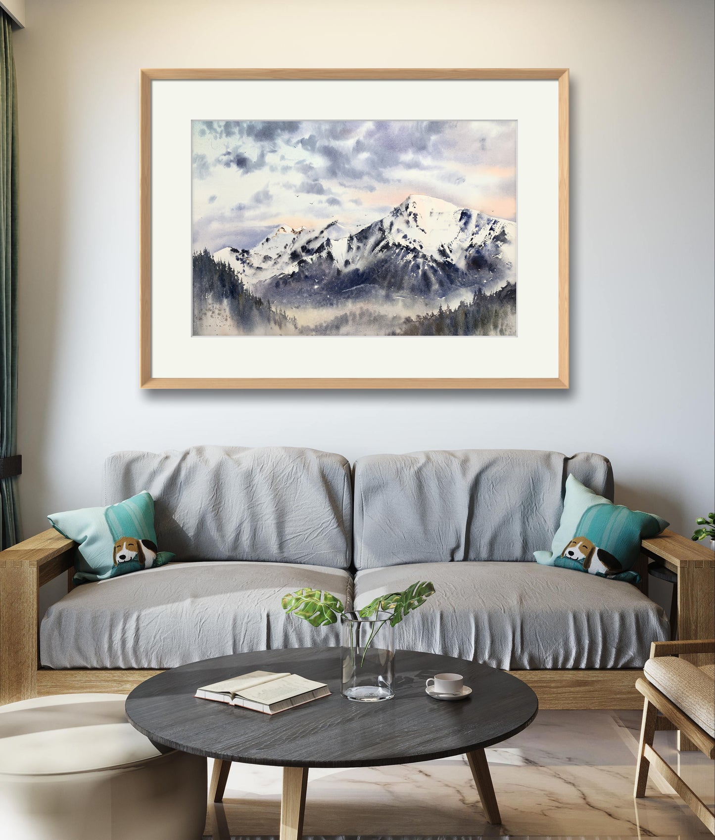 Stunning Mountain Landscape Art - Watercolor Canvas Print, Nature Decor Gift for Him