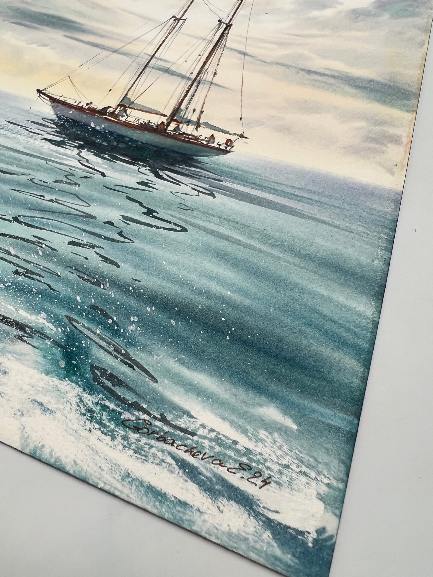 Yacht Trip Inspired Wall Art - Original Sailboat Painting 8x12 in