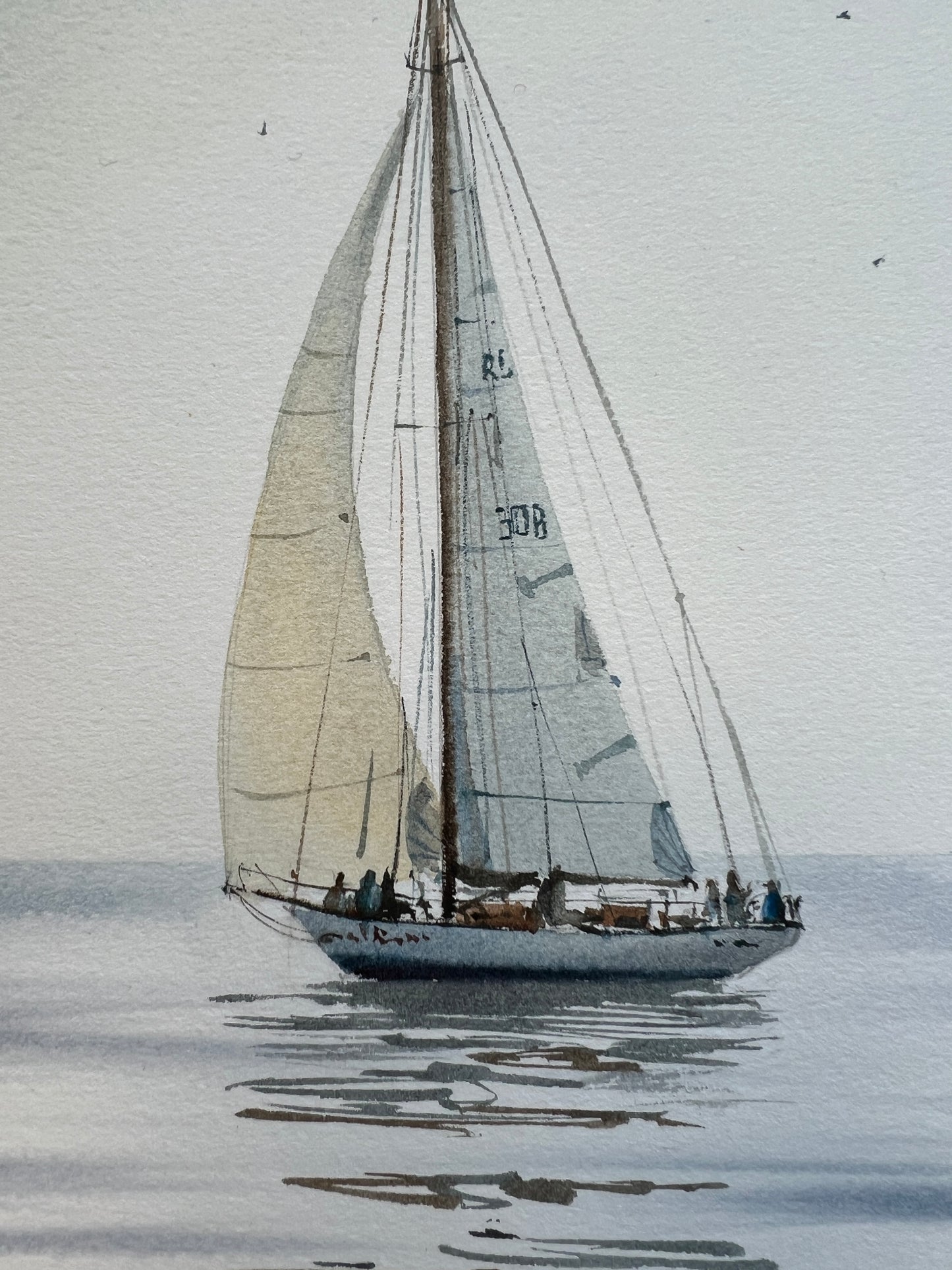 Ocean Vibes: 'Under Sail #5' Watercolor Painting - Perfect 8x12 Inch Gift for Sea Enthusiasts