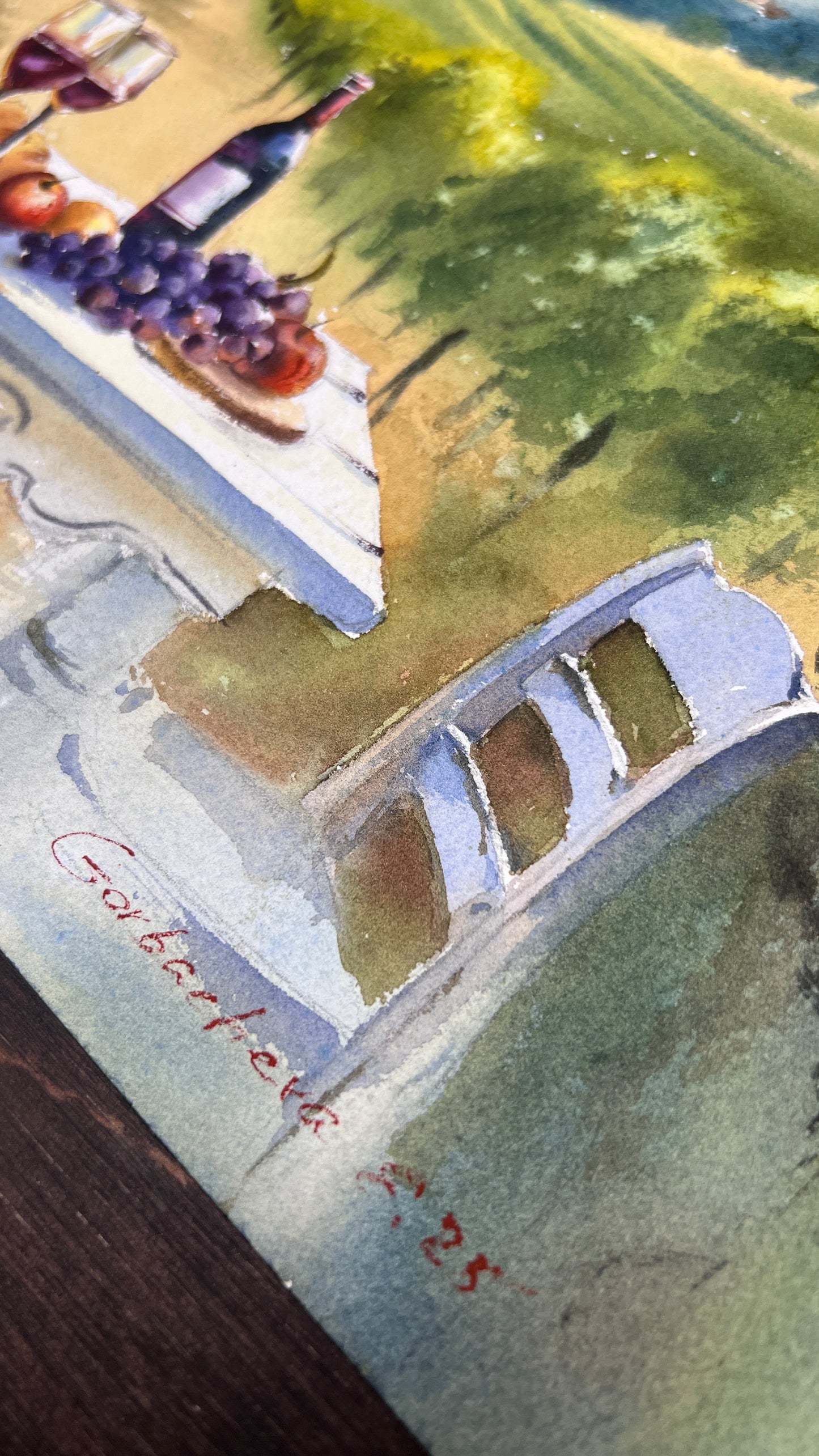 Original Tuscany Vineyard Watercolor | Where Wine Begins 12x16 in