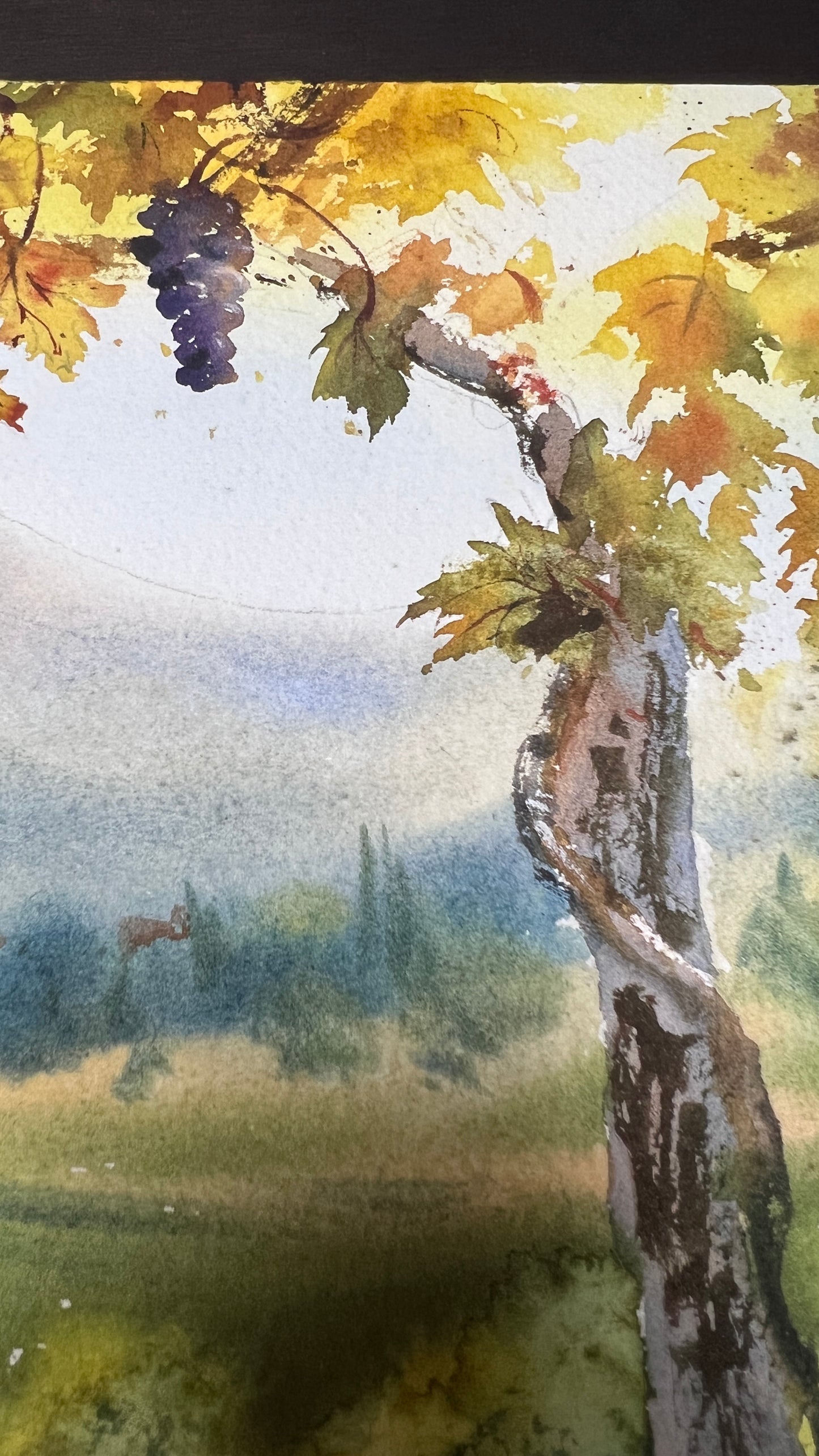 Original Tuscany Vineyard Watercolor | Where Wine Begins 12x16 in