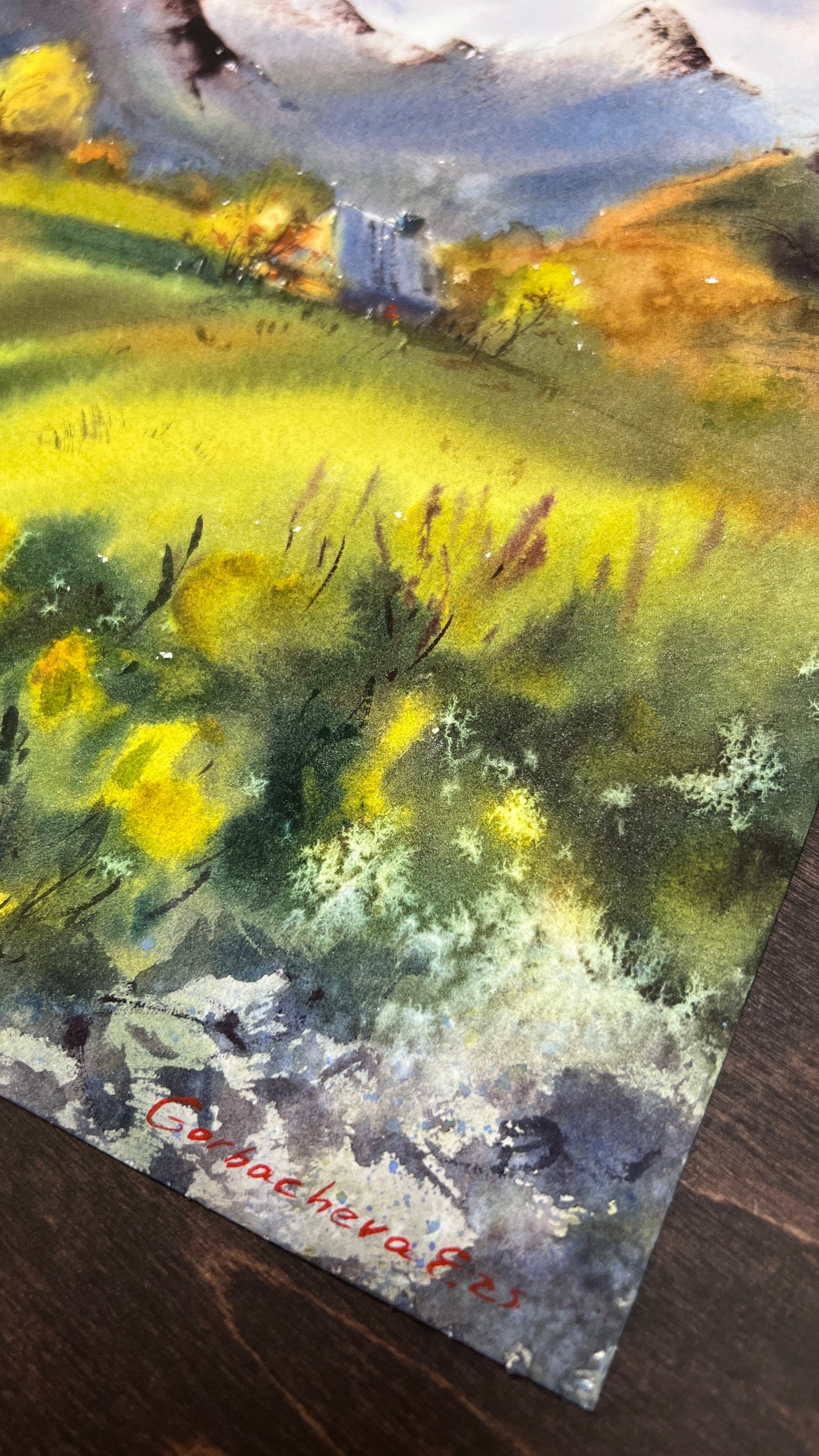 Mountain Valley Watercolor Art, Original Landscape Painting, Tatras in Light 9x12 in