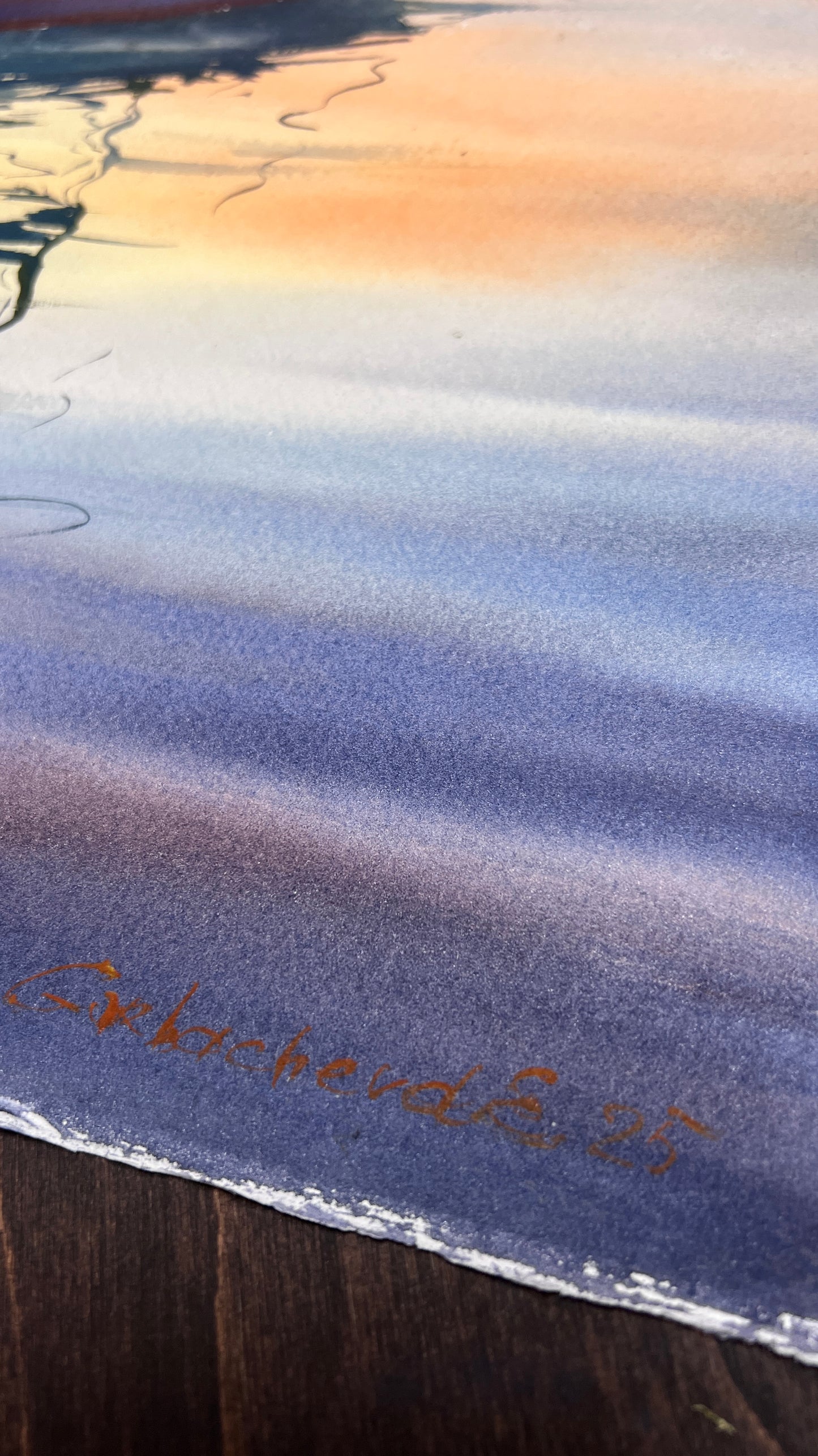 Sailing Boats Watercolor Painting Original Sunset Seascape Wall Art, The Silent Harbor 15x22