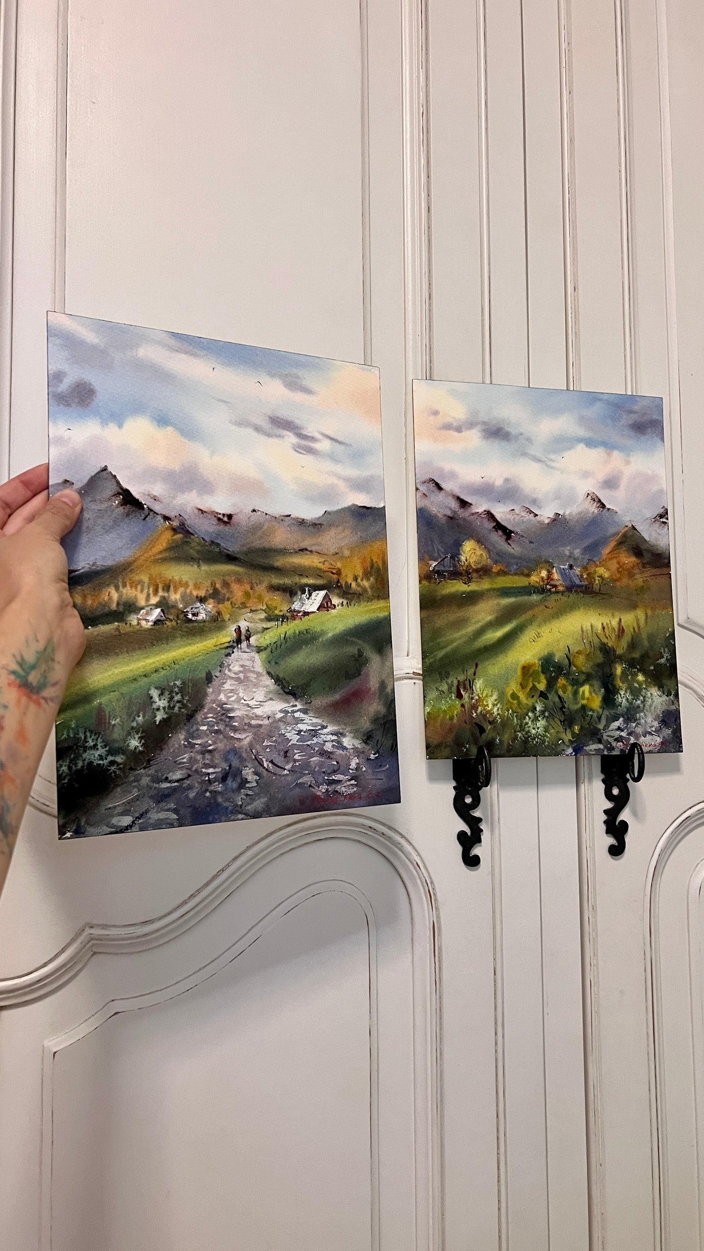 Mountain Valley Watercolor Art, Original Landscape Painting, Tatras in Light 9x12 in