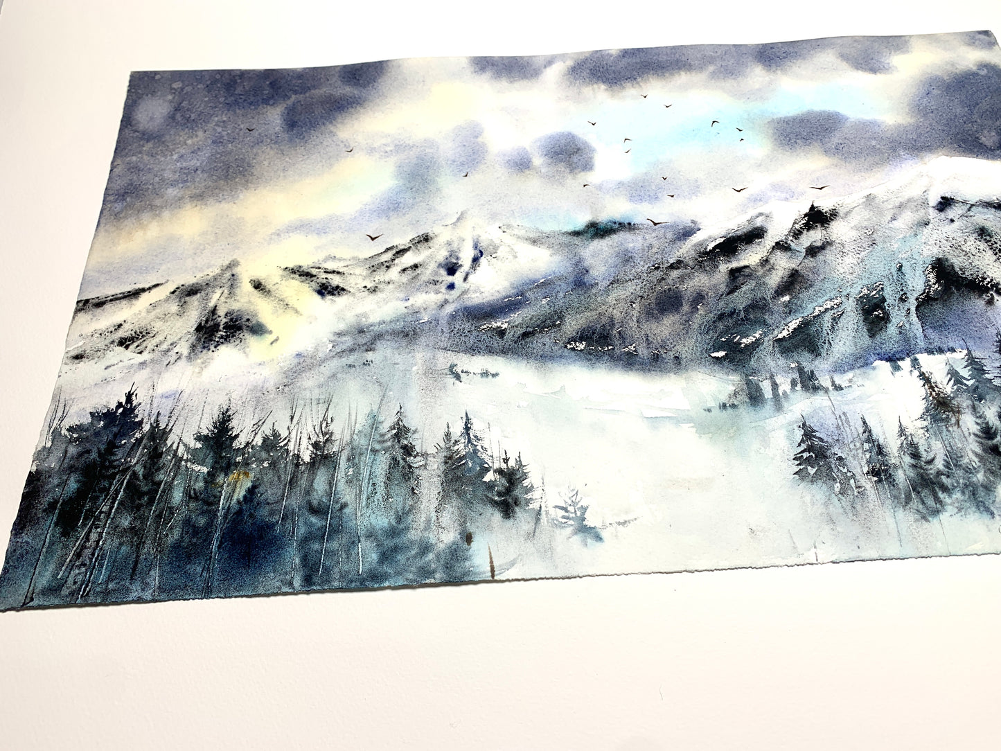 Mountain Painting Watercolor Original - Mountainscape #12 - 15 x 22 in