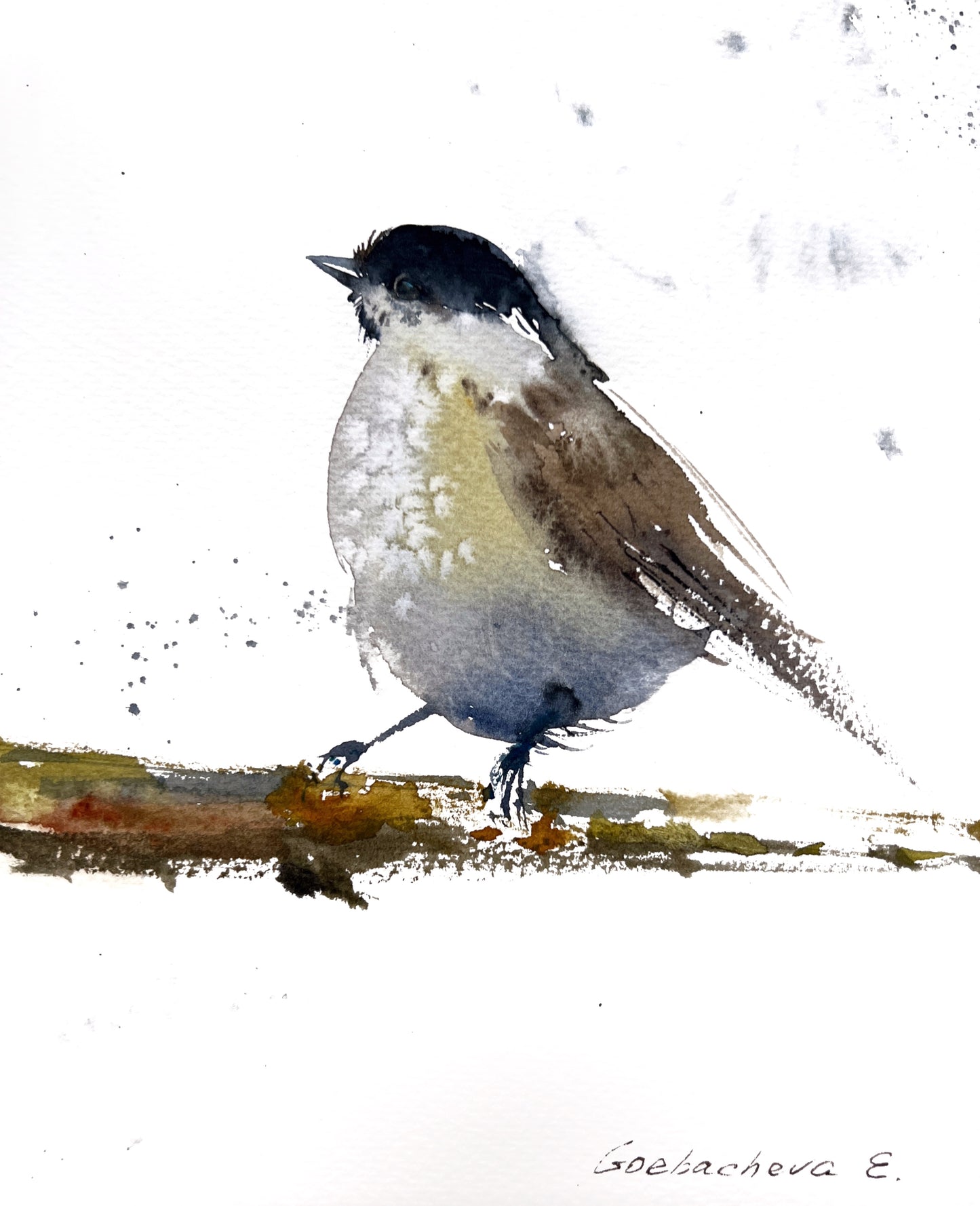 Original Bird Watercolor Painting, Little bird #4 6x8
