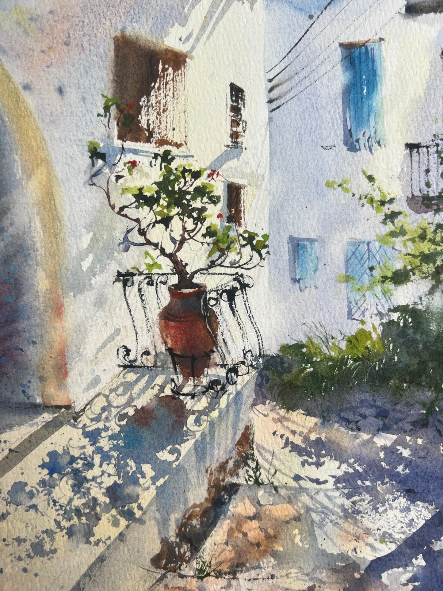 Mediterranean Village Watercolor Painting - Karmi Cyprus #4