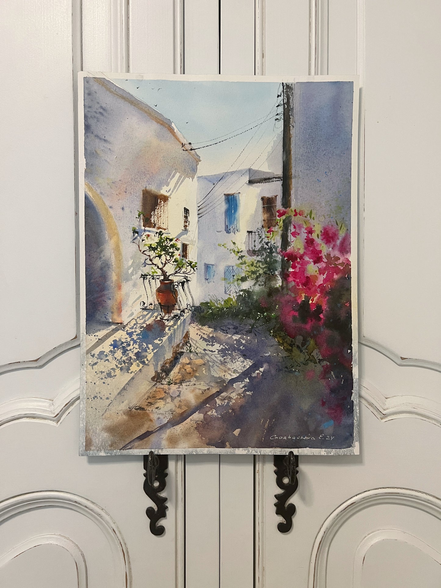 Mediterranean Village Watercolor Painting - Karmi Cyprus #4