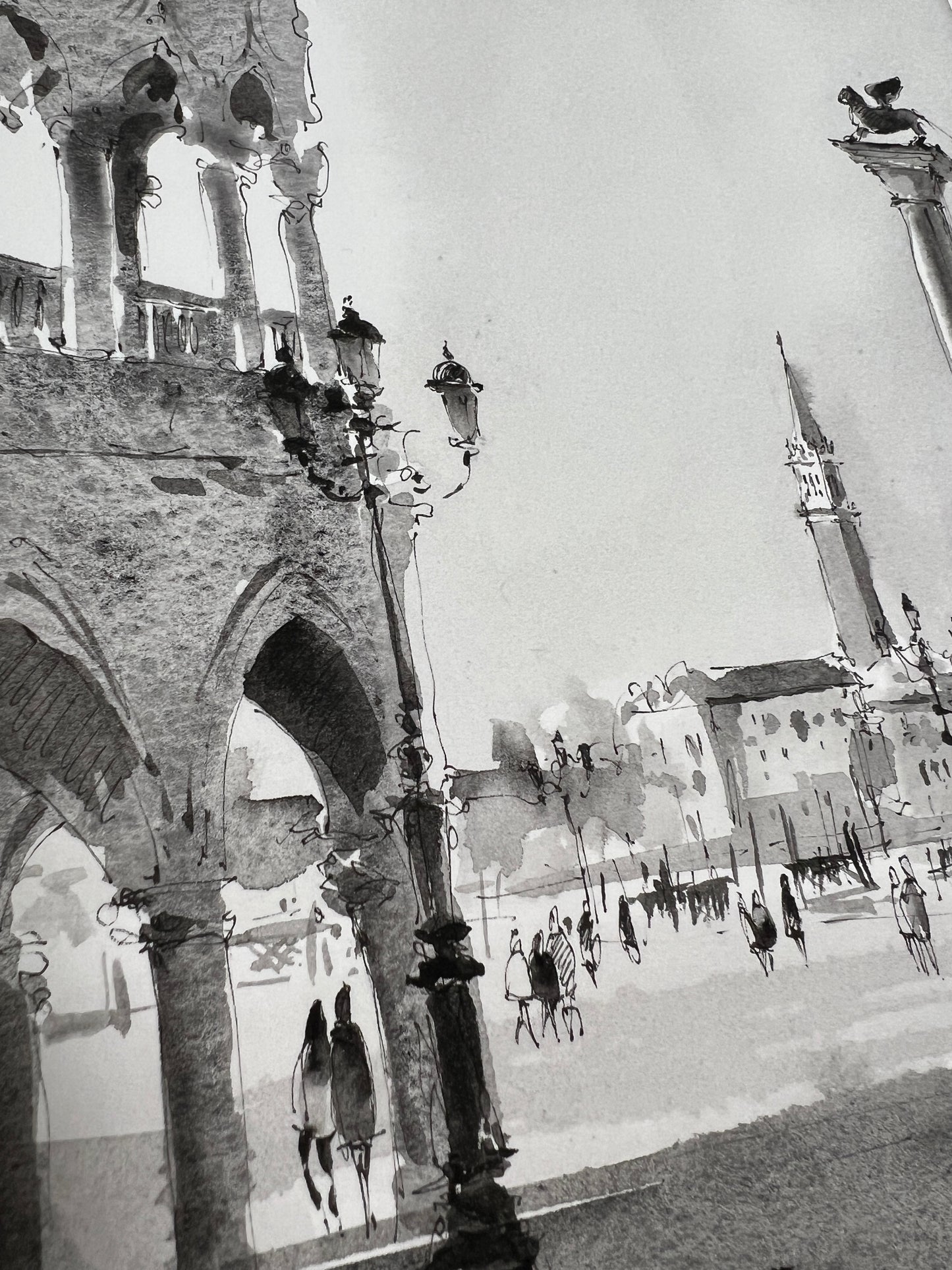 Original Watercolor Painting of Venetian Sunlight on San Marco