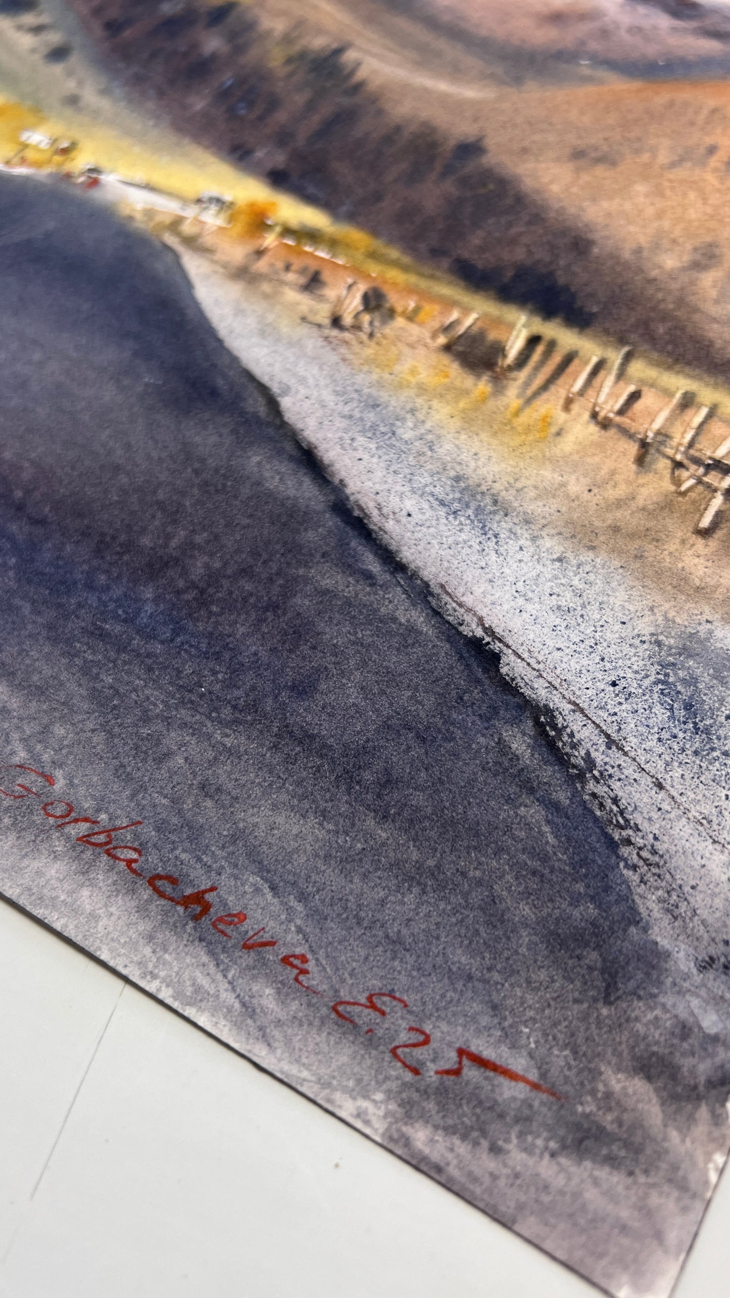 Snowy Mountain Road Watercolor Painting, Winter Landscape Painting, Road to the Clouds   10x16 (Copy)