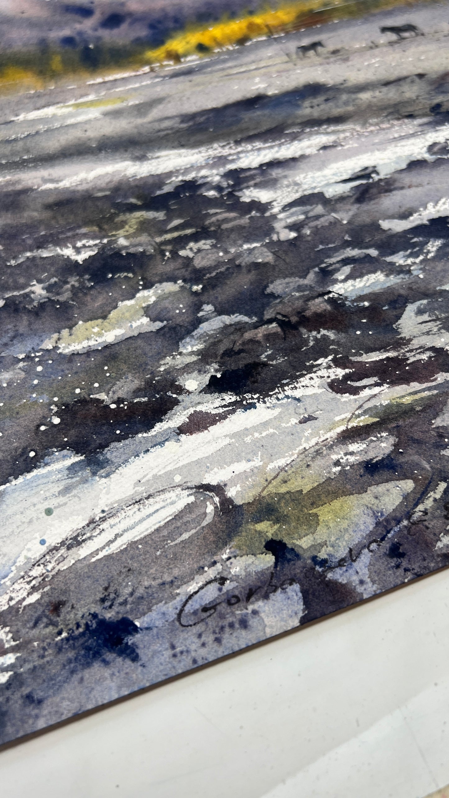 Original Watercolor Art, Snowy Mountain Landscape Painting,Where Rivers Begin 12x16