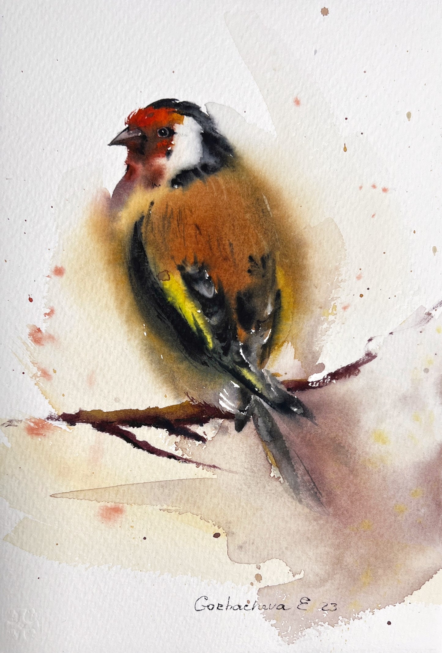 Goldfinch Bird Painting, Watercolor Original Art, Wildlife, Home Wall Decor, Small Artwork