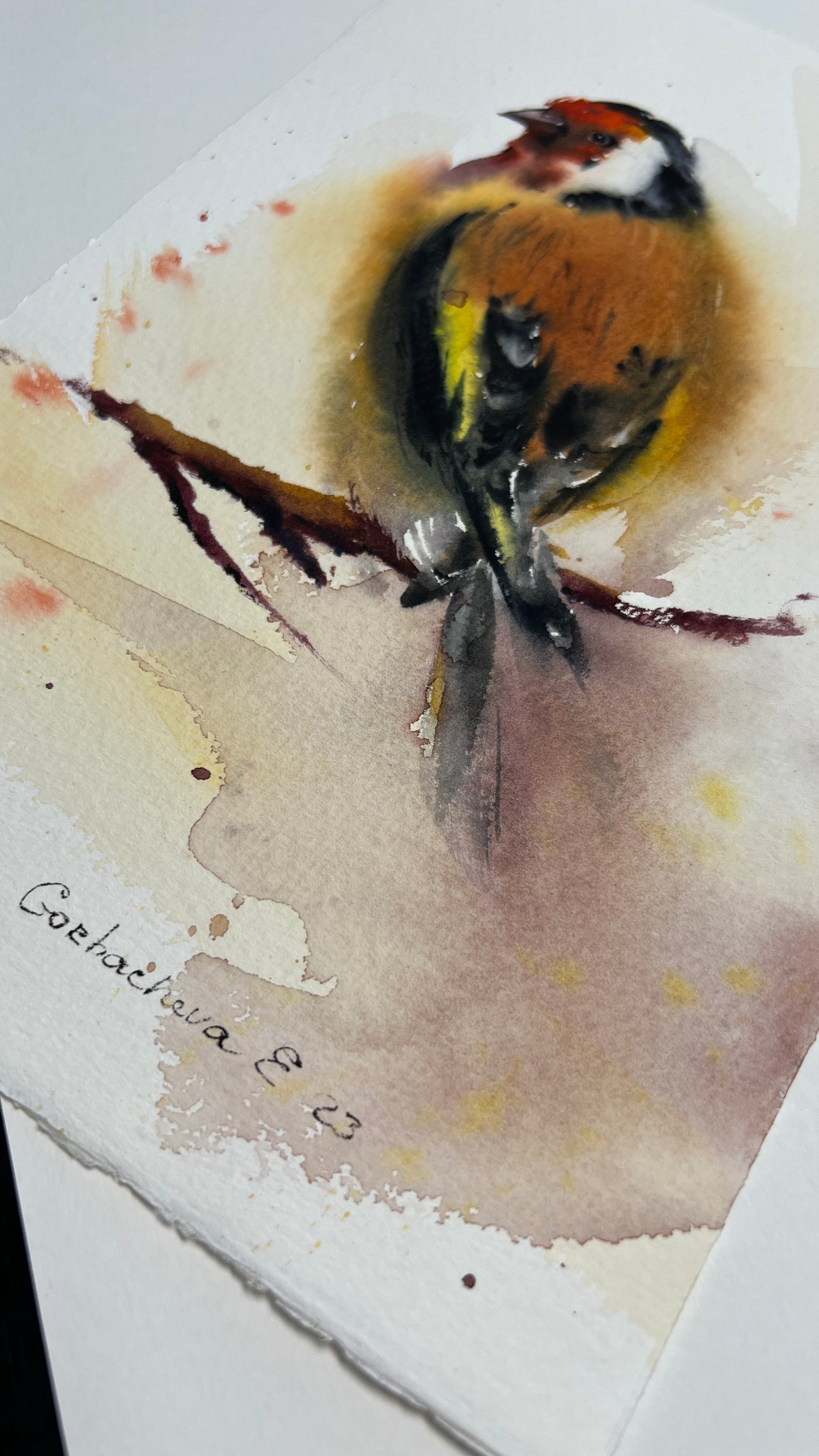 Goldfinch Bird Painting, Watercolor Original Art, Wildlife, Home Wall Decor, Small Artwork