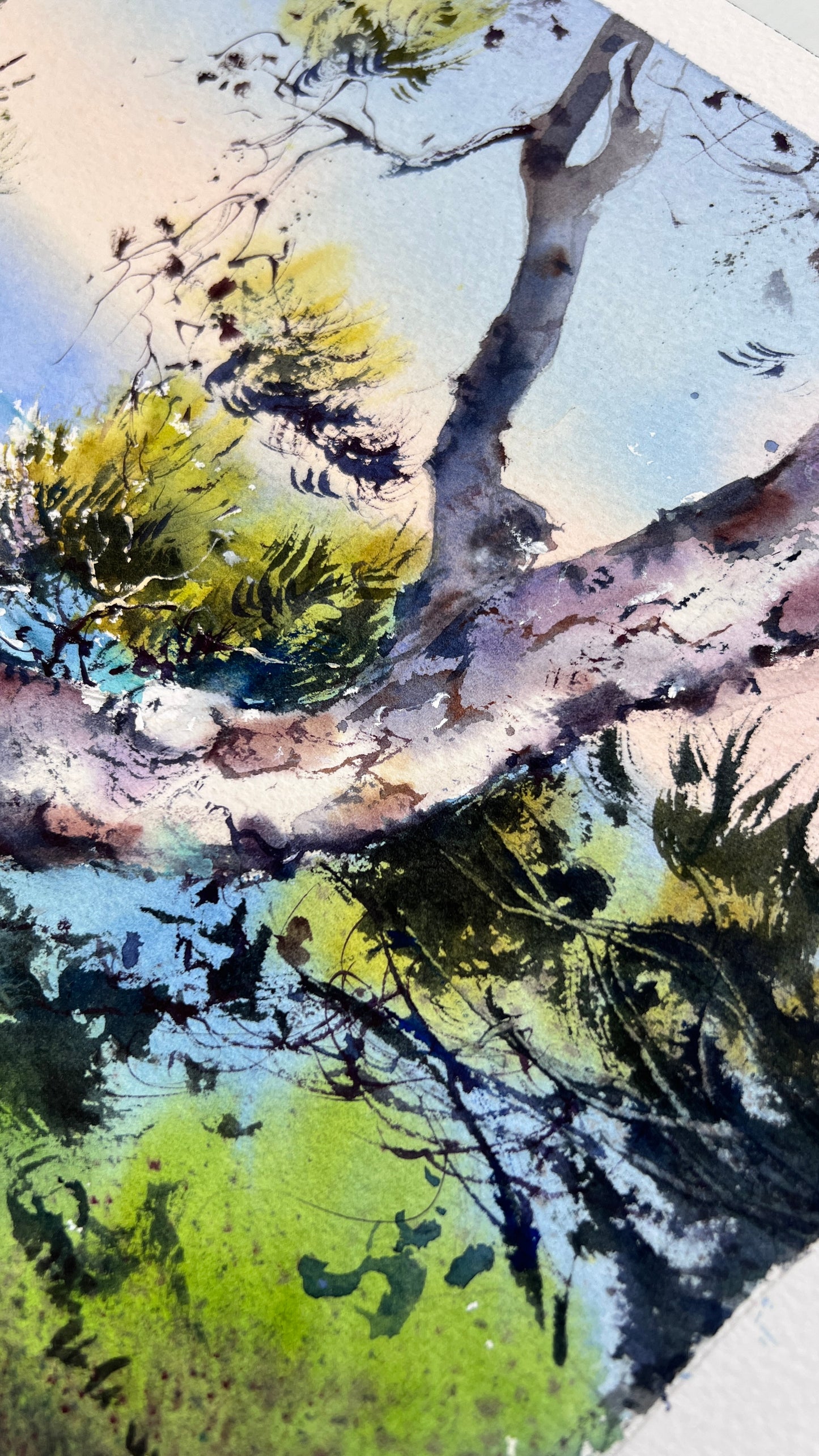 Original Italy Watercolor Painting, Italian Coastal Landscape, The azure serenity of Italy 9x15