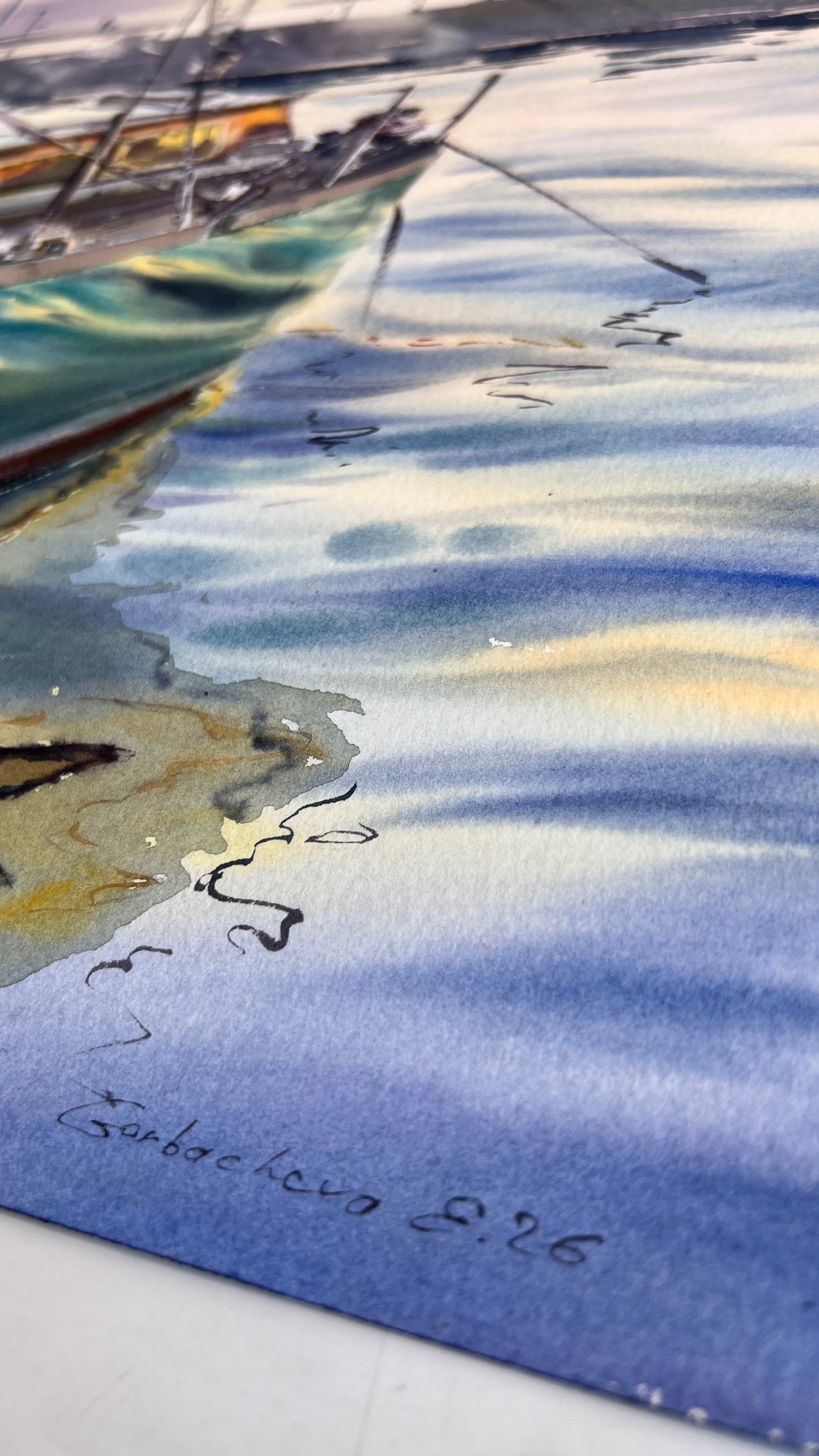 Original Saint Petersburg Watercolor Painting | Sailboat Marina Seascape | Quiet Harbor 12x16