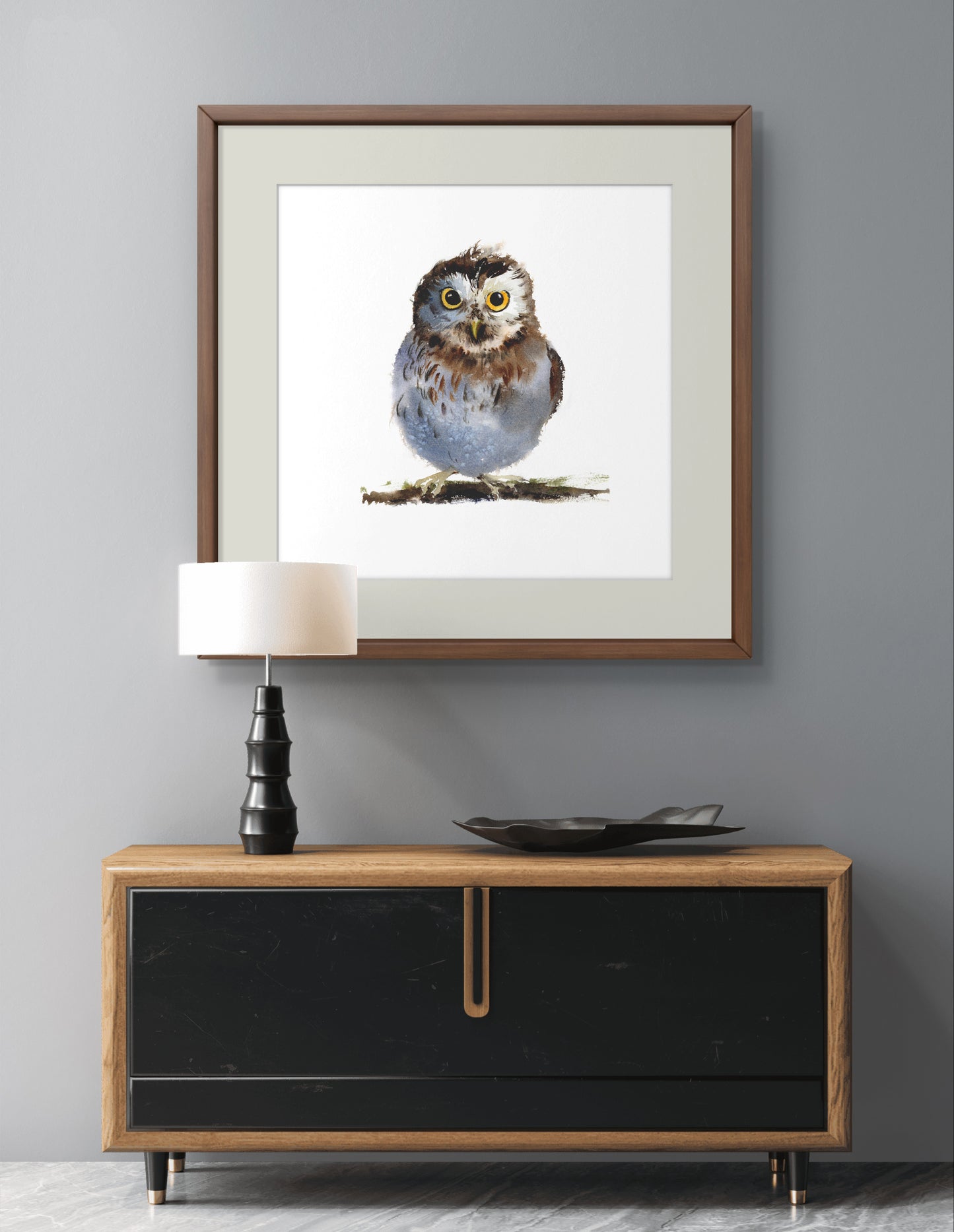 Whimsical Owl Painting Print - Museum-Quality Art Paper and Canvas Options