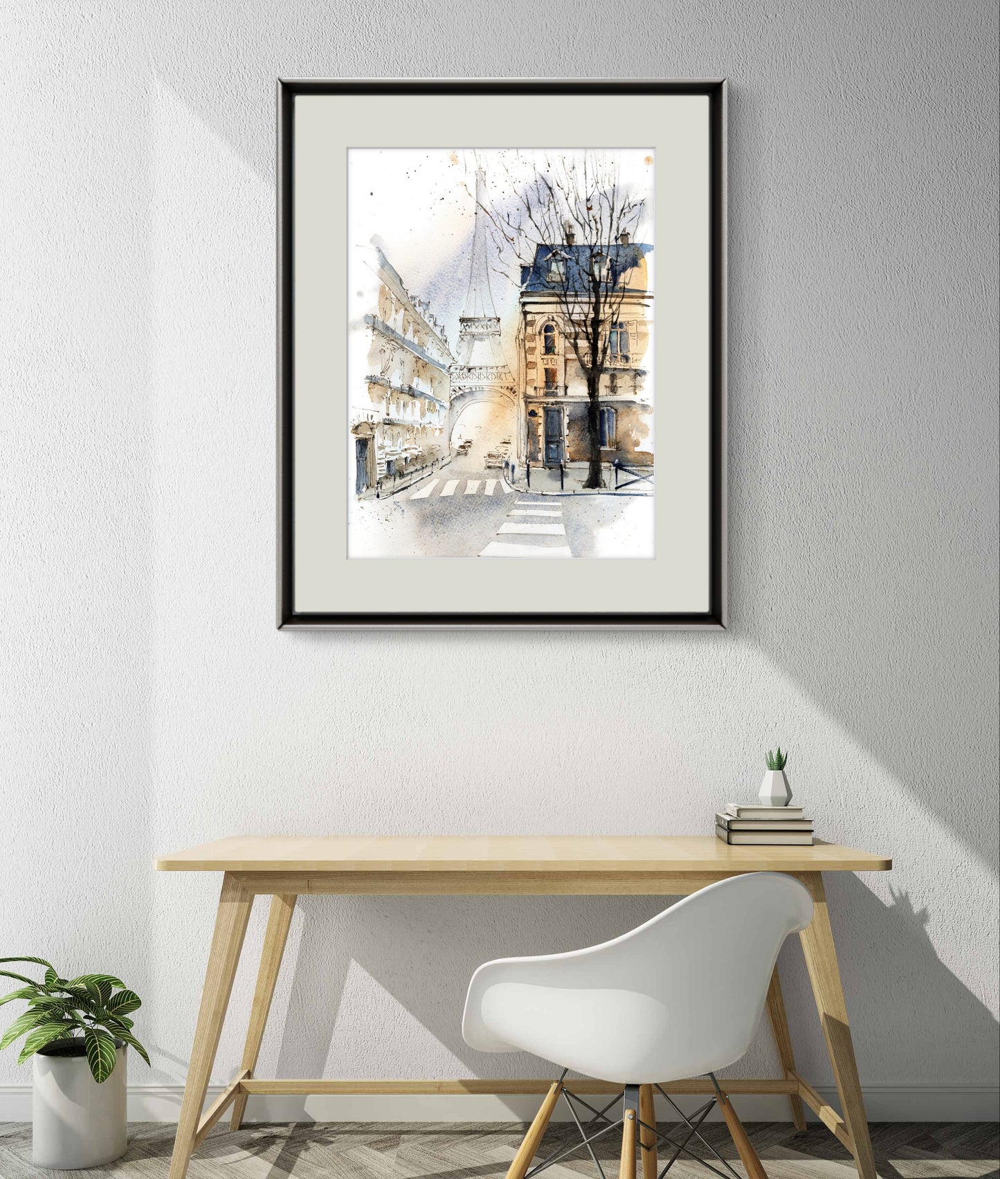 Parisian Architecture Art Print, Handcrafted Watercolor Eiffel Tower, Unique Travel Art Gift Idea