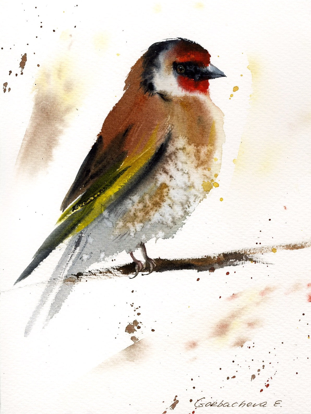 Bird Painting, Watercolor Original Artwork - Goldfinch #2