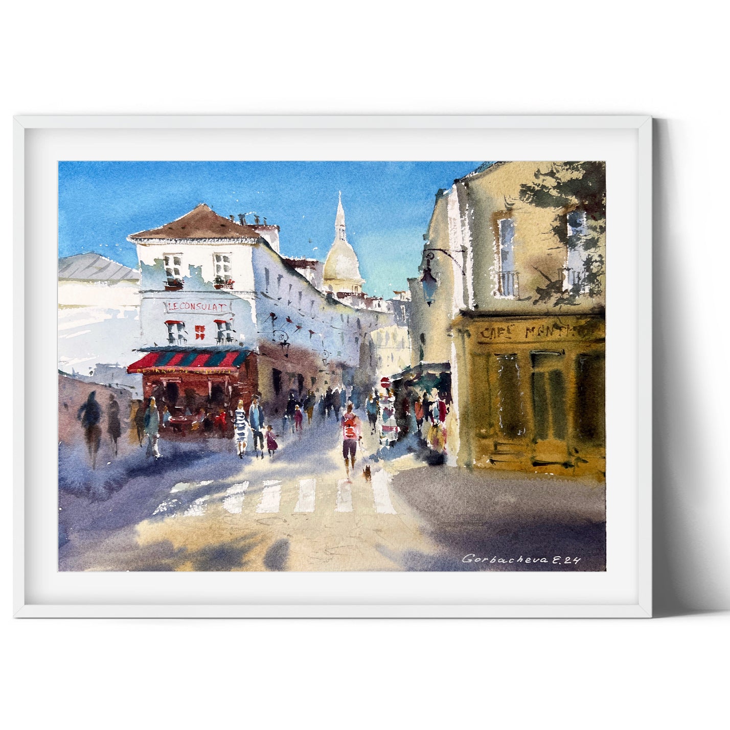 Original Painting - Watercolor Streets of Paris, Montmartre & Le Consulat Cafe