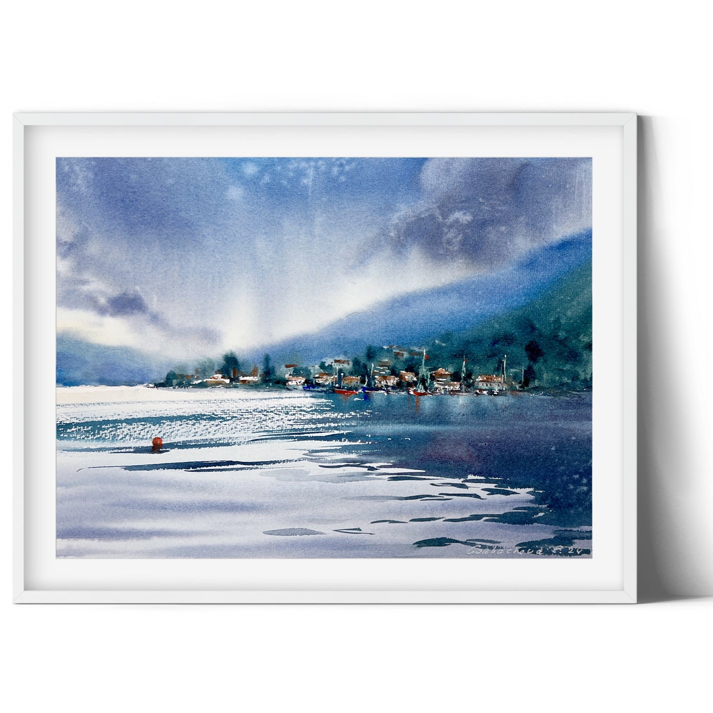 Original Watercolor Painting of Sea Coast Montenegro - 9x12 inch Artwork