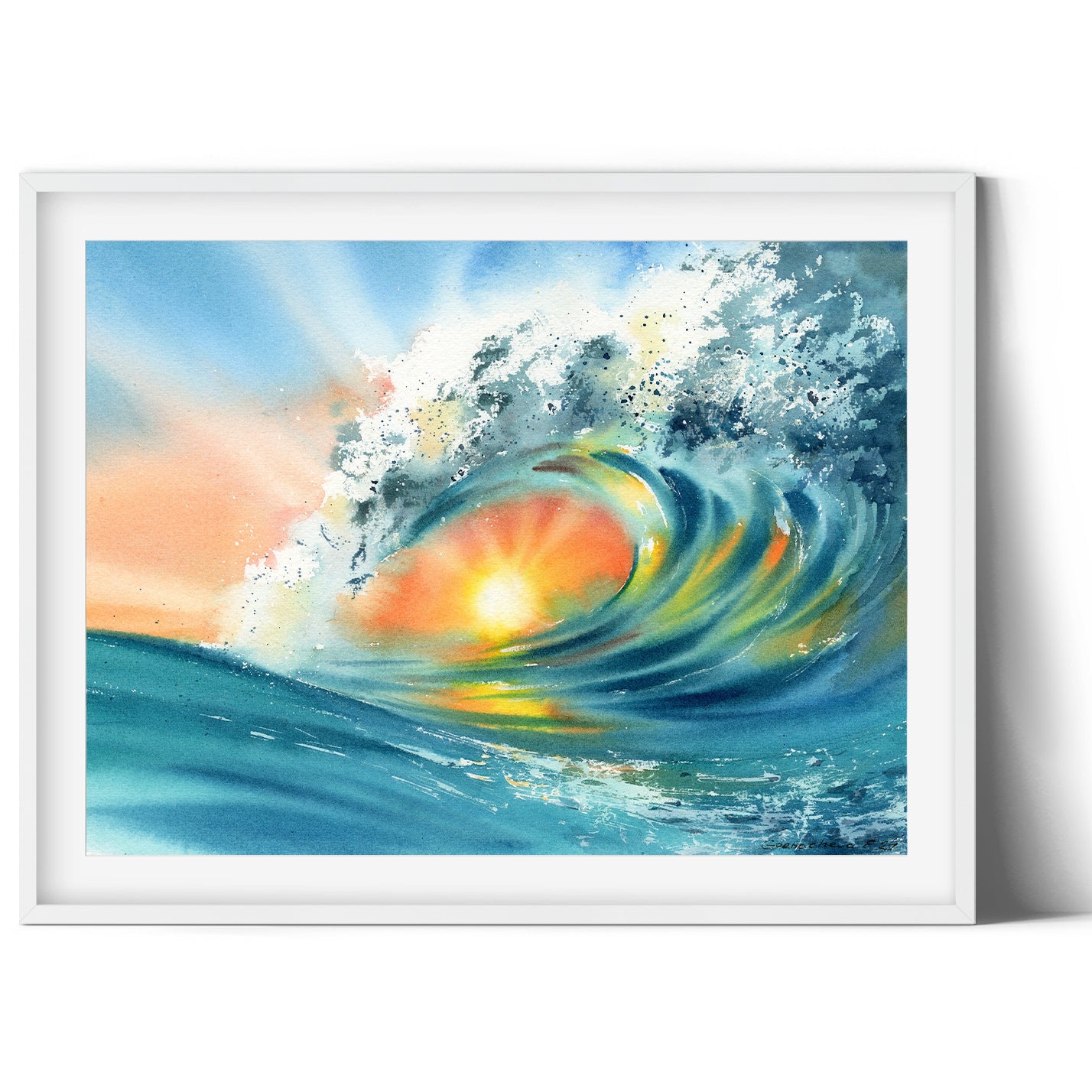 Original Watercolor Art: 'Solar Whirlpool #2' Sun Wave