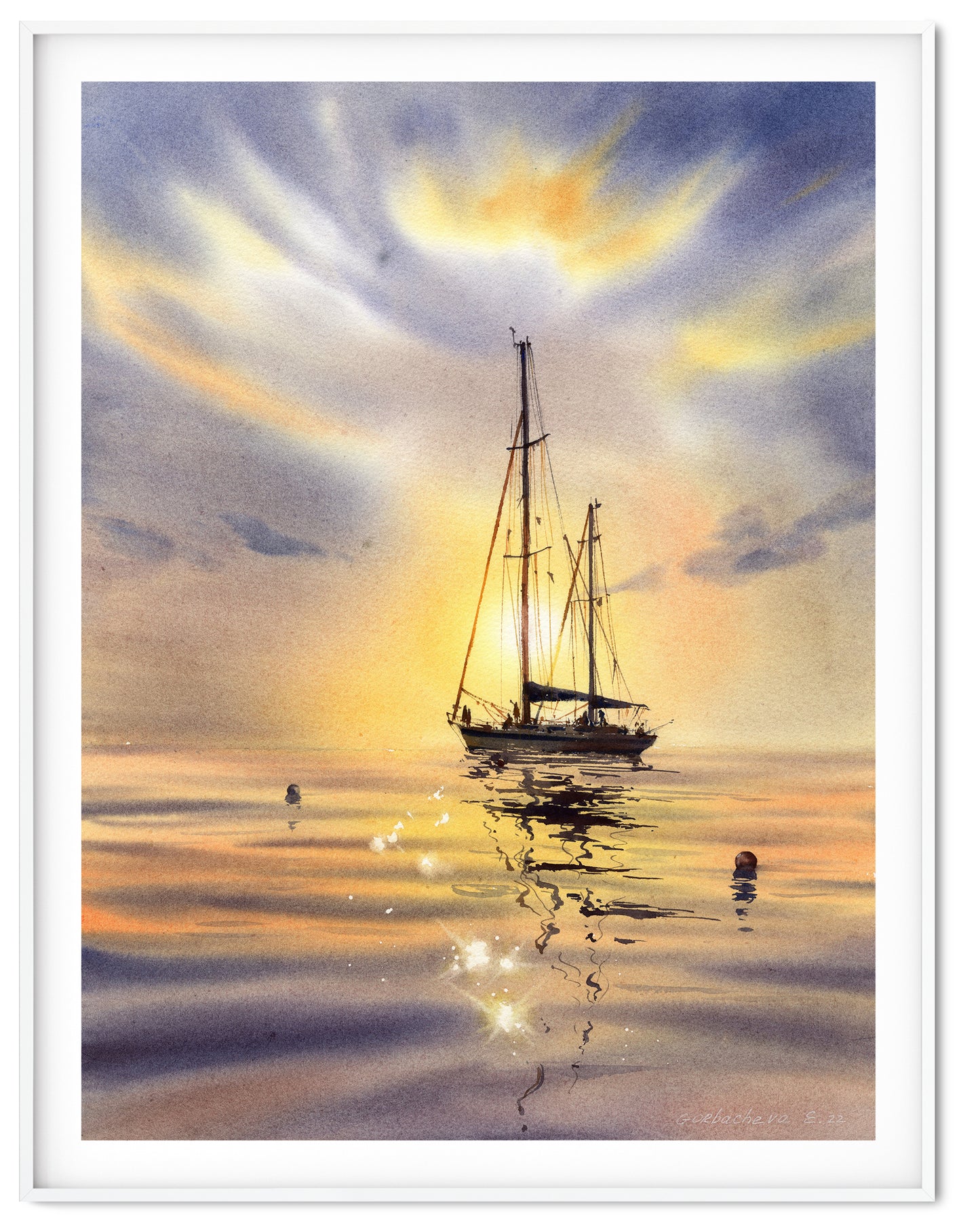 Sailboat Print, Yacht Painting, Nautical Wall Art, Coastal Art Decor, Sailing Gift, Beach House Wall Decor, Watercolor Seascape