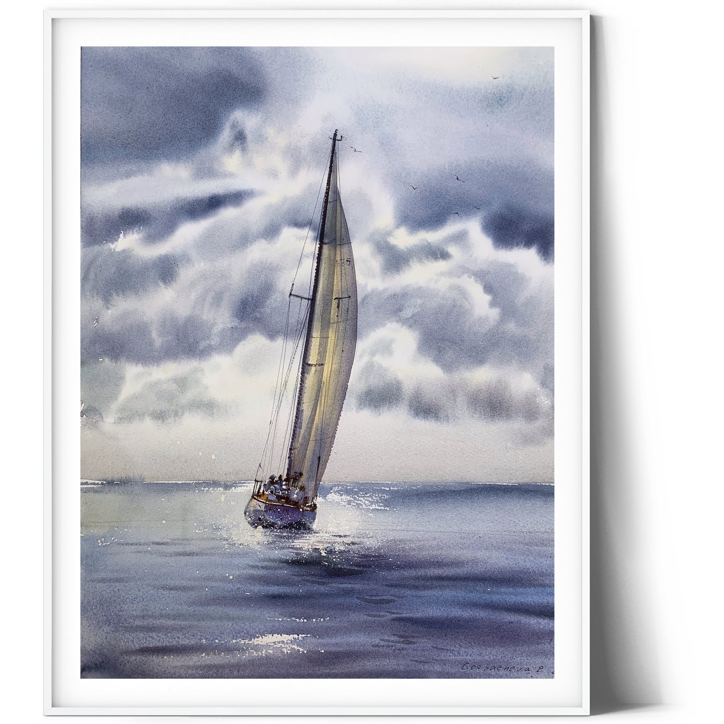 Tailwinds #4 Watercolor Painting - Stunning Seascape Art - Unique Gift for Any Occasion