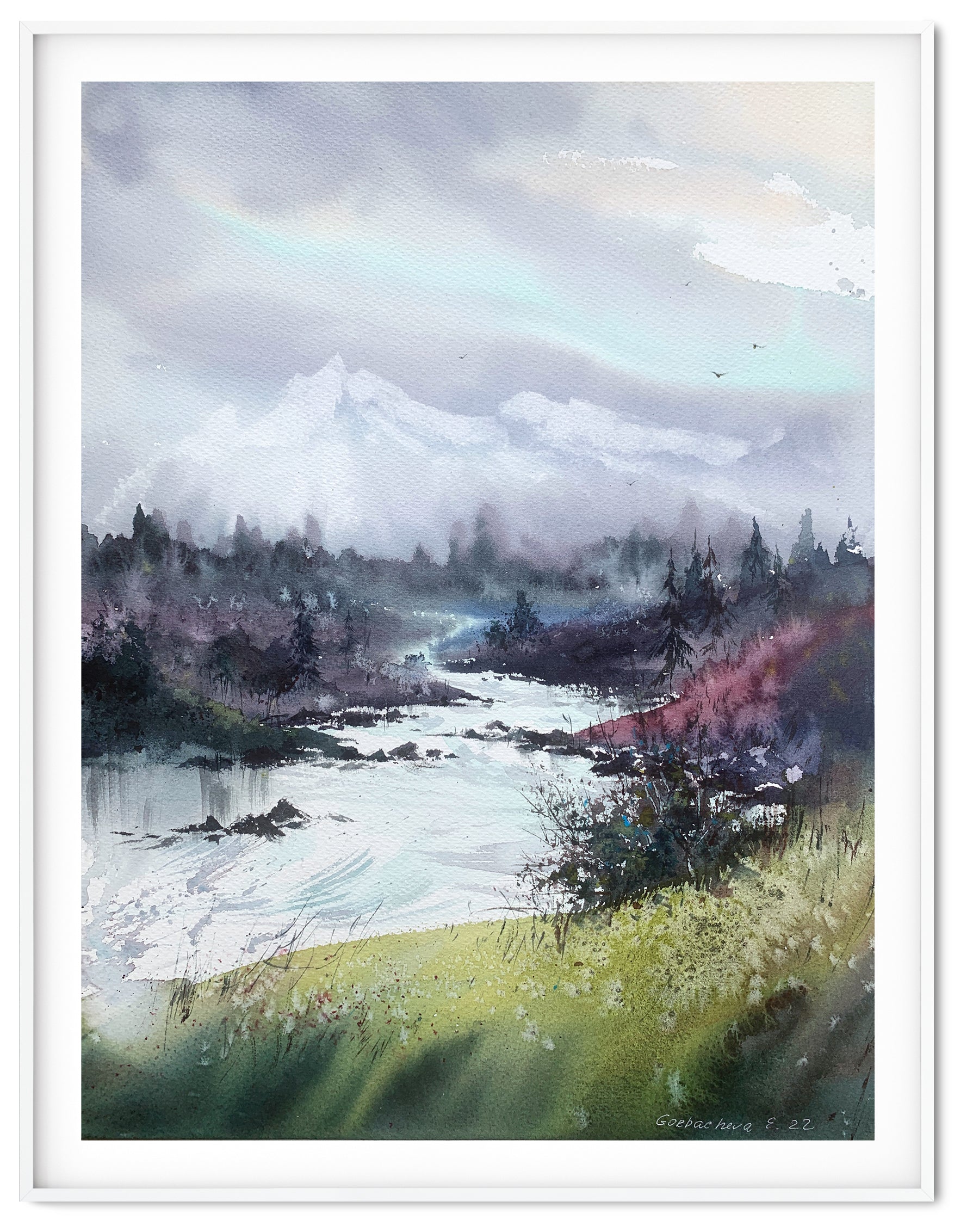 VINTAGE Aqua/ Green online LANDSCAPE PAINTING