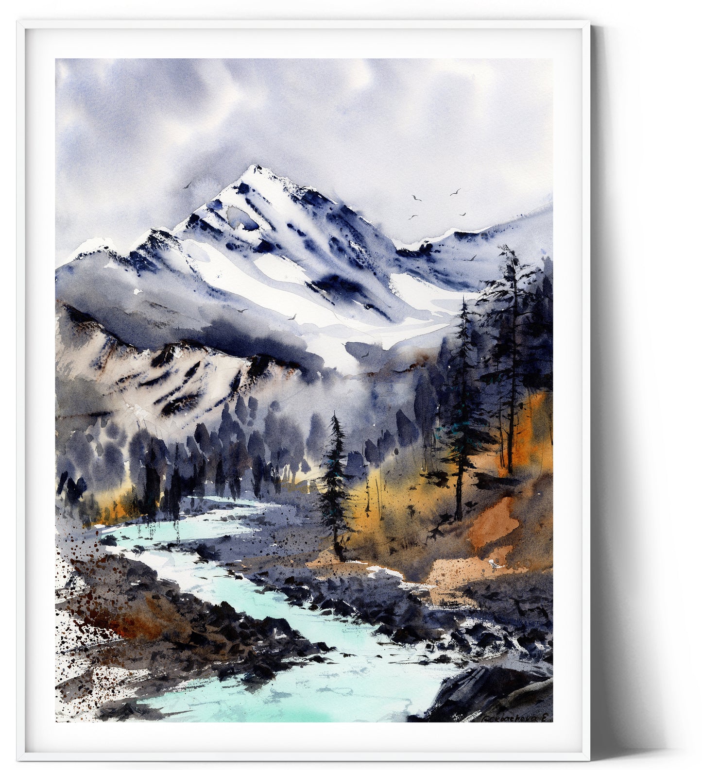 Mountain Wall Art, Watercolor Mountain Print, Nature Wall Art, 2 Piece Wall Art, Mountain Poster, Landscape Set Printed