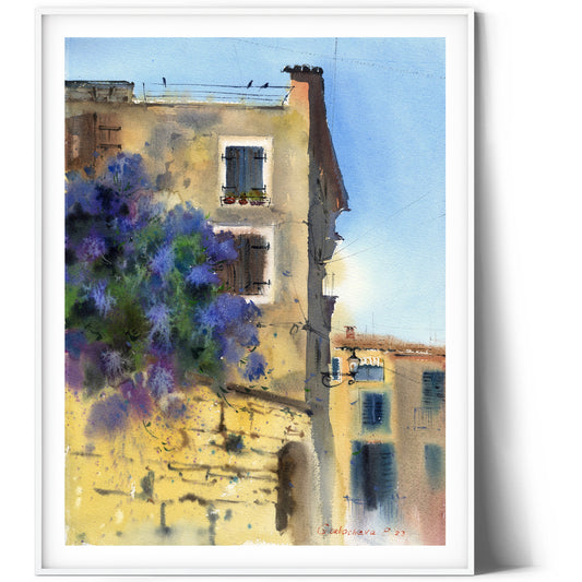 Mediterranean Painting Original Watercolor, Cityscape Wall Art, Street Scene Artwork, Croatia Travel Gift for Her