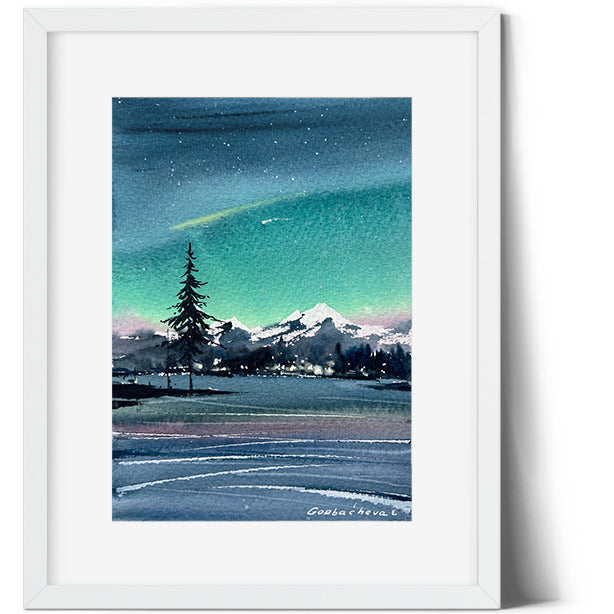 Small Painting Aurora Borealis - Northern lights #33