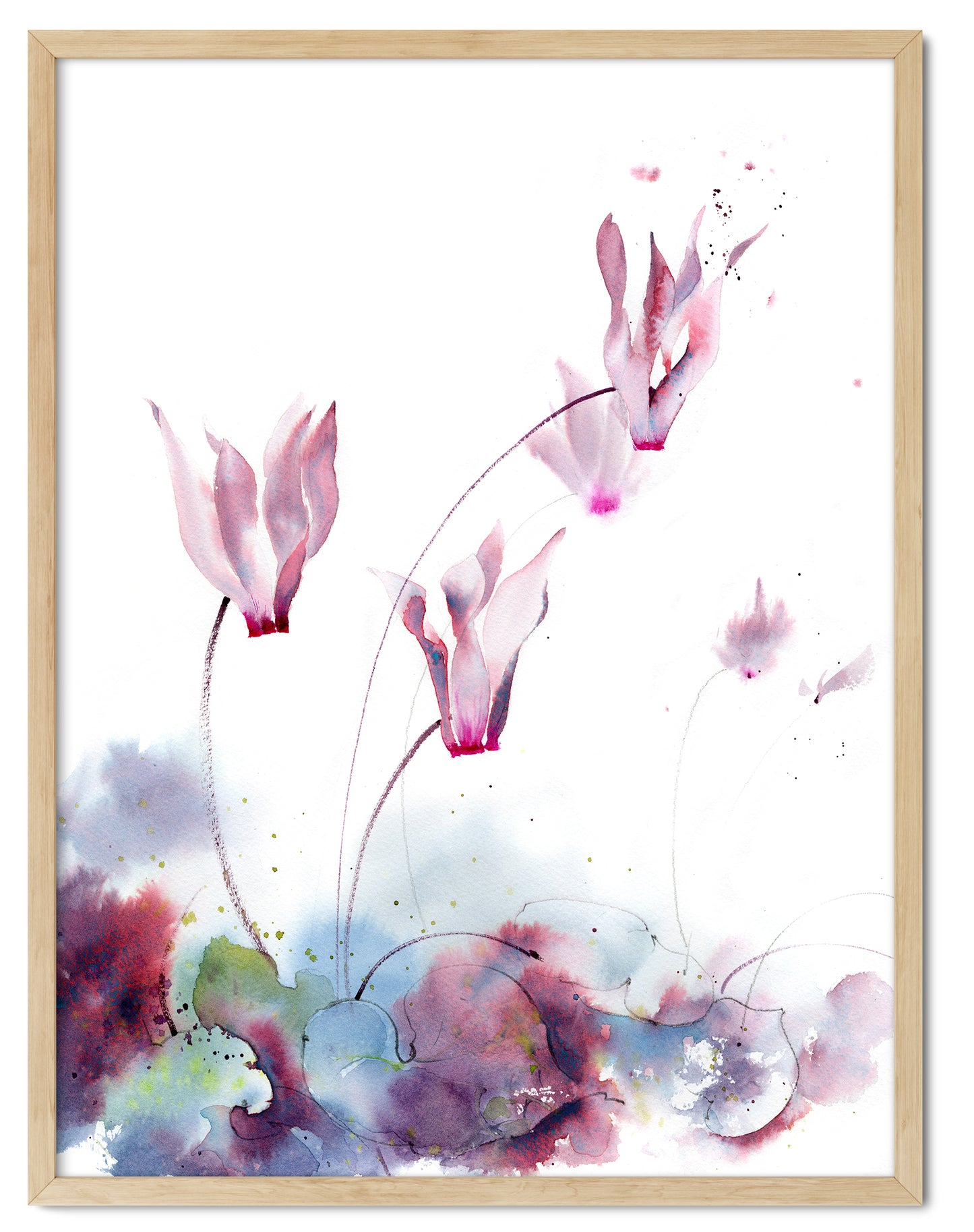 Pink Bird Flower 2 Art Print Set, Minimalist Lilac Wall Decor, Gift Idea For Living Room