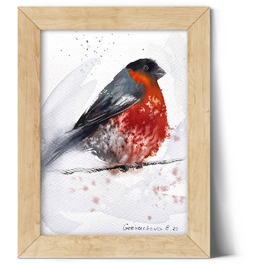 Bullfinch Painting, Original Watercolor Bird Art, Perfect for Home Decor, Unique Gift for Bird Lovers