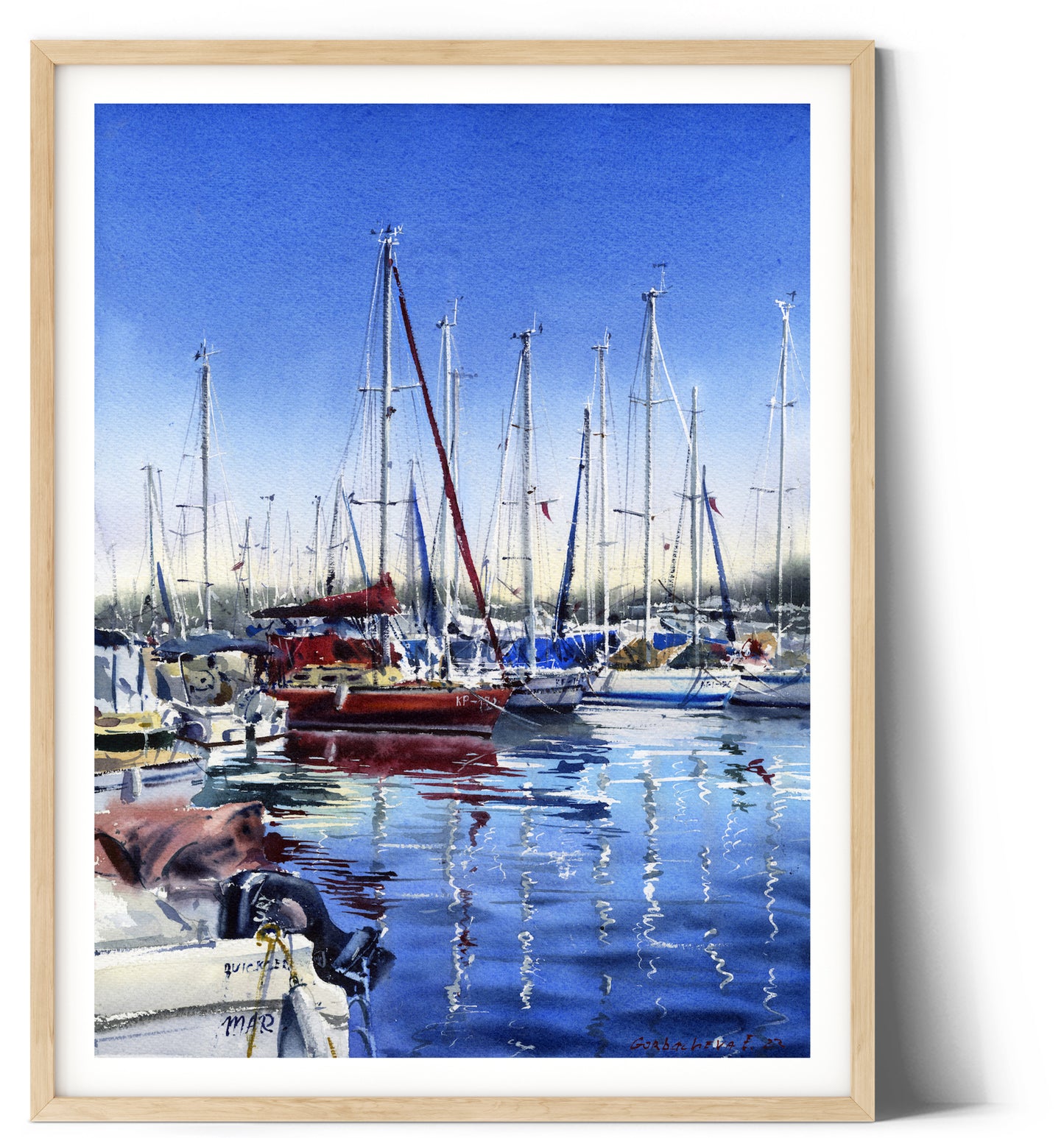 Nautical Art Print, Yacht & Sea Wall Decor, Watercolor Seascape Painting, Canvas Large Prints, Home Decor Gift