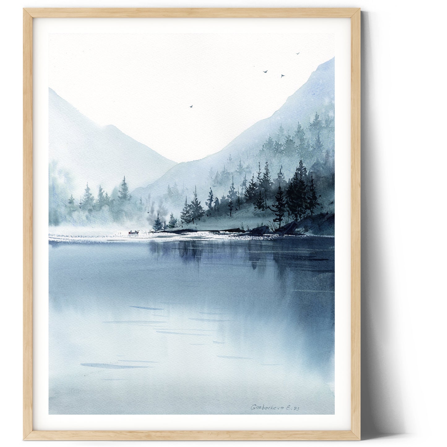 Modern Mountain Forest Original Painting Watercolor, Abstract Pine Art, Nature Artwork, Home Wall Decor, Landscape, Gift