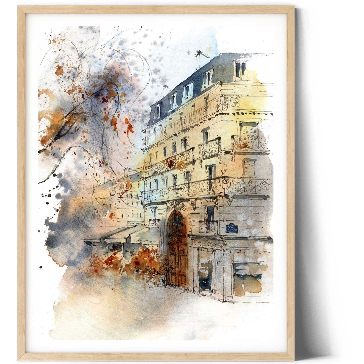 Autumn in Paris: Charming Street Art Prints from Watercolor Painting